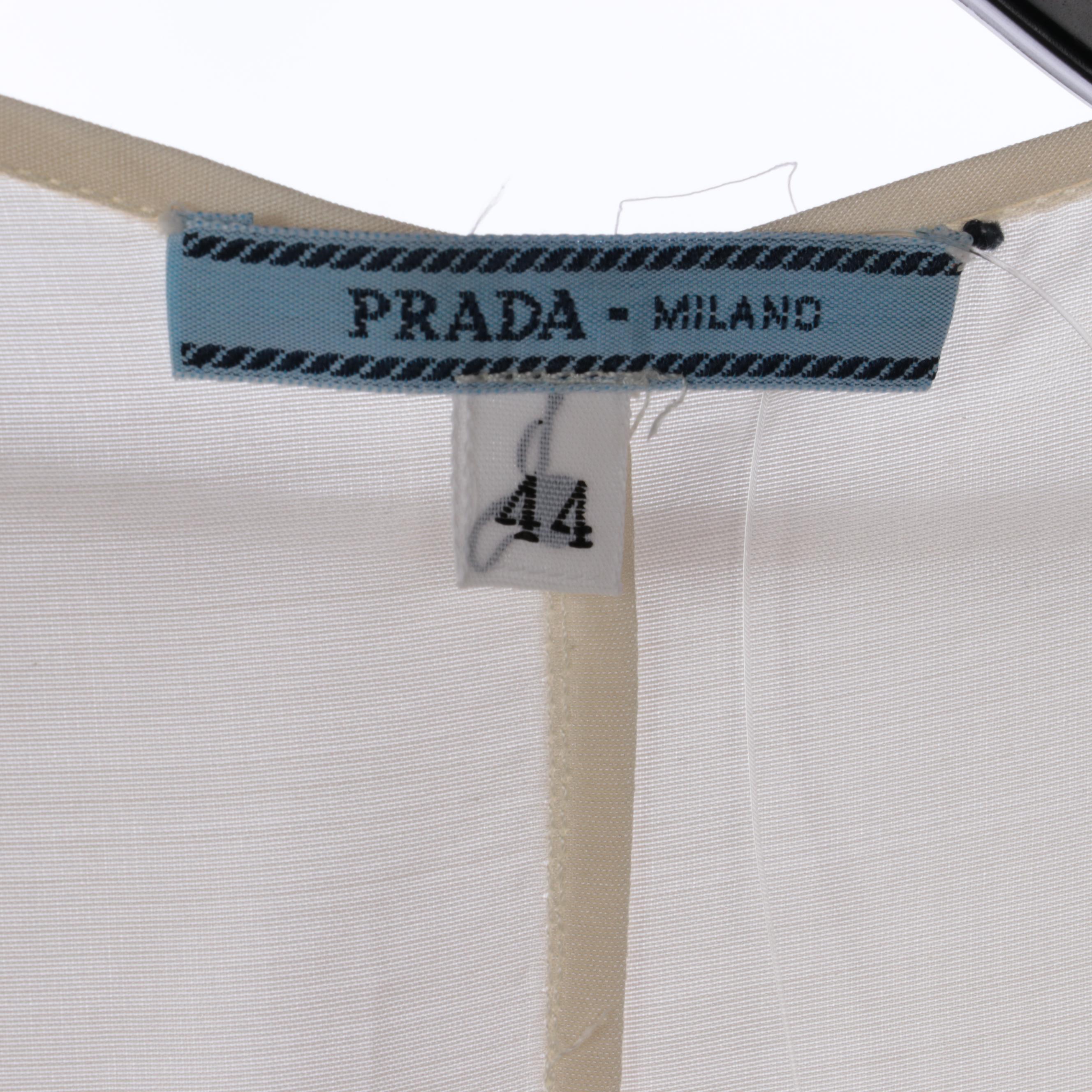 Prada Two-Piece Sheer Midi Sleeveless Slip Dress with V-Cut Neckline