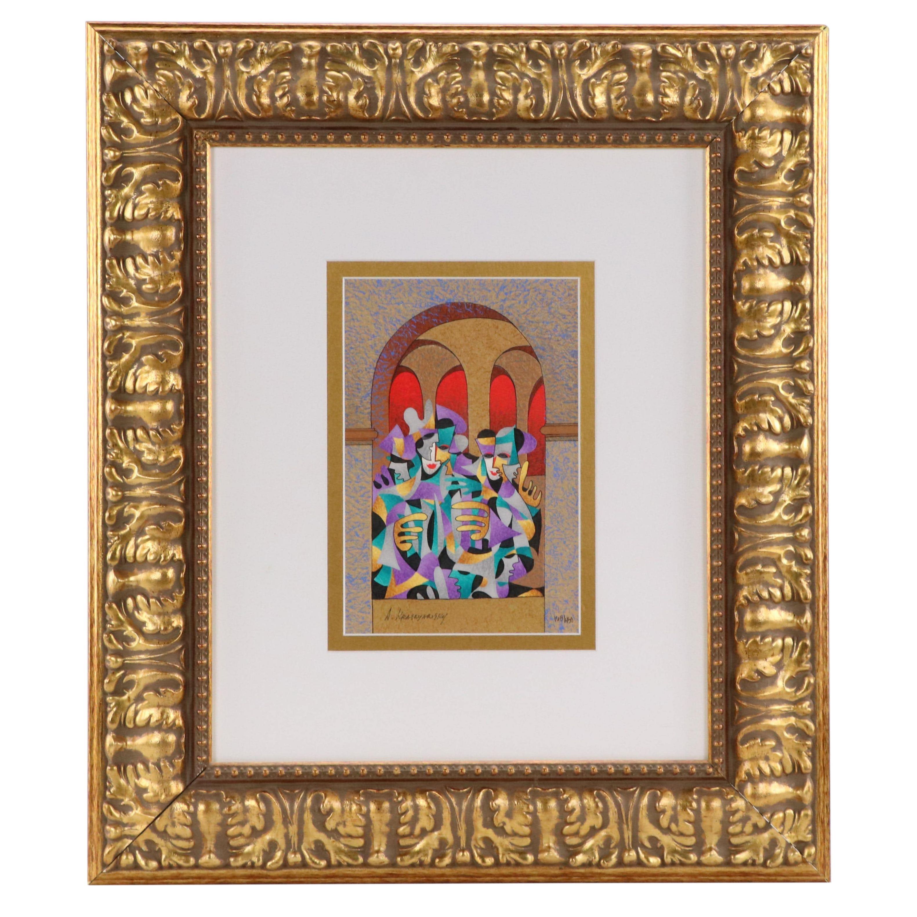 Anatole Krasnyansky Serigraph "Periwinkle & Gold with Red," 2004