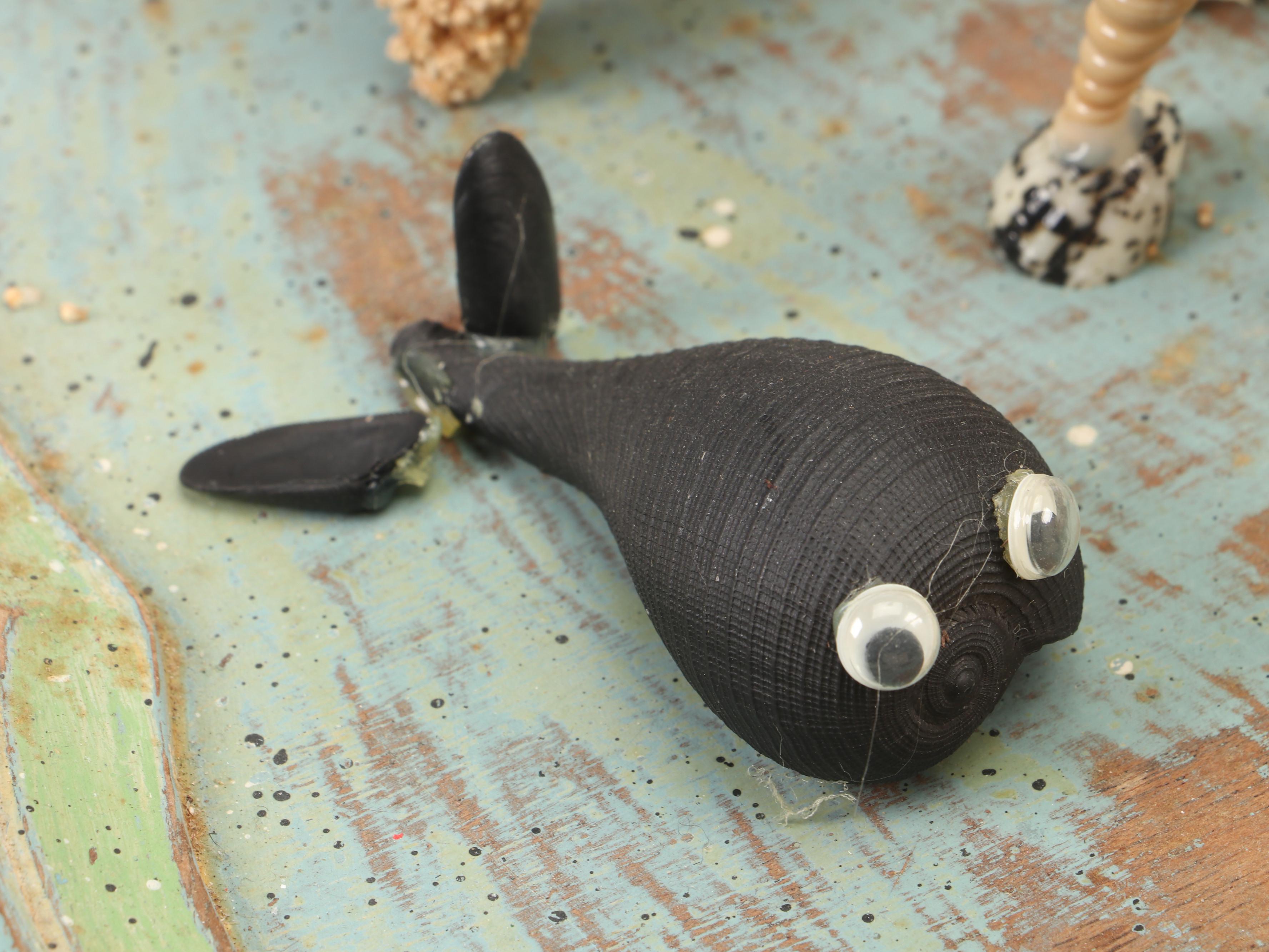 Marine Folk Art Seashell Creature Collection with Rotating Pedestal Stand