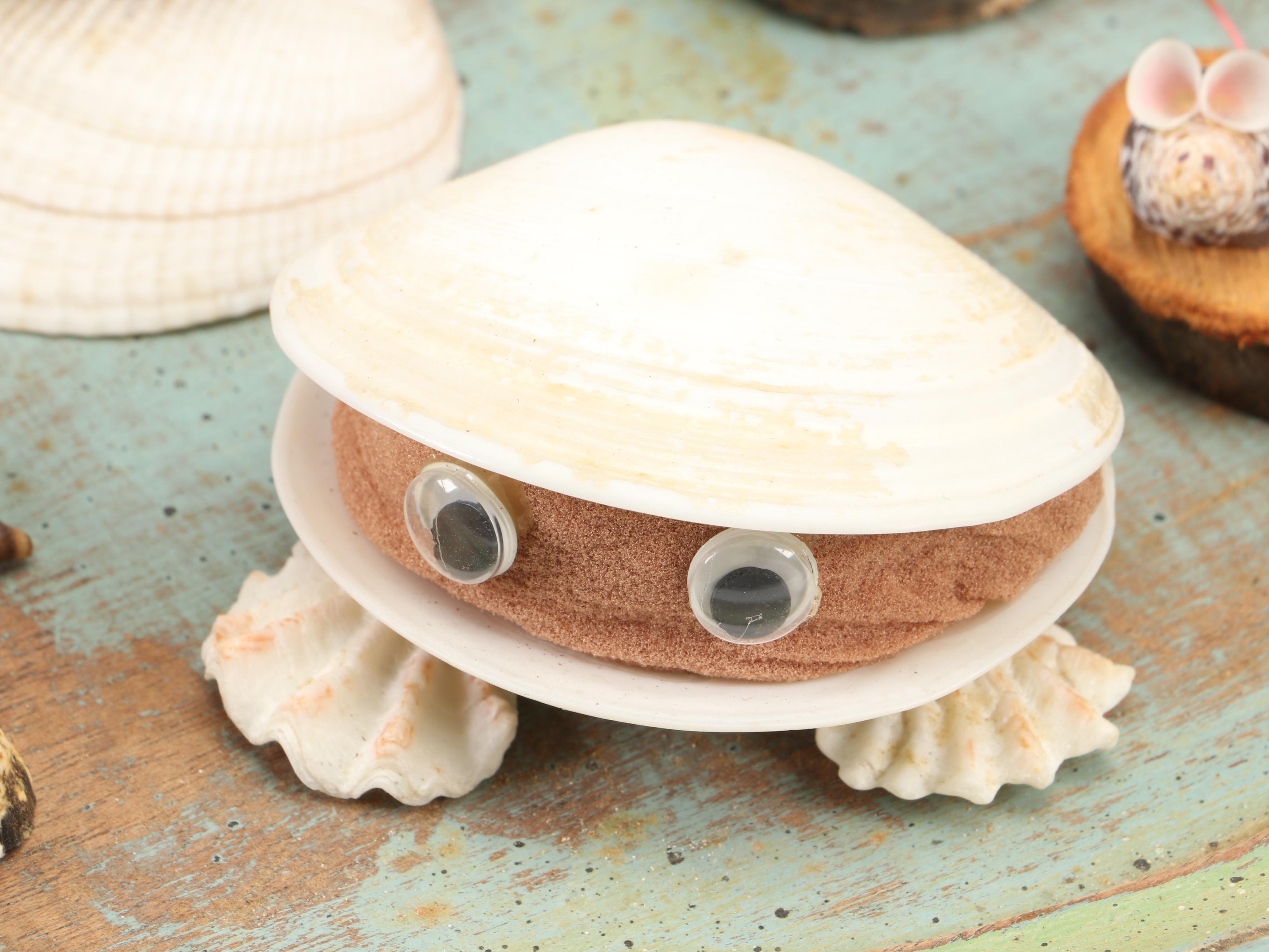 Marine Folk Art Seashell Creature Collection with Rotating Pedestal Stand