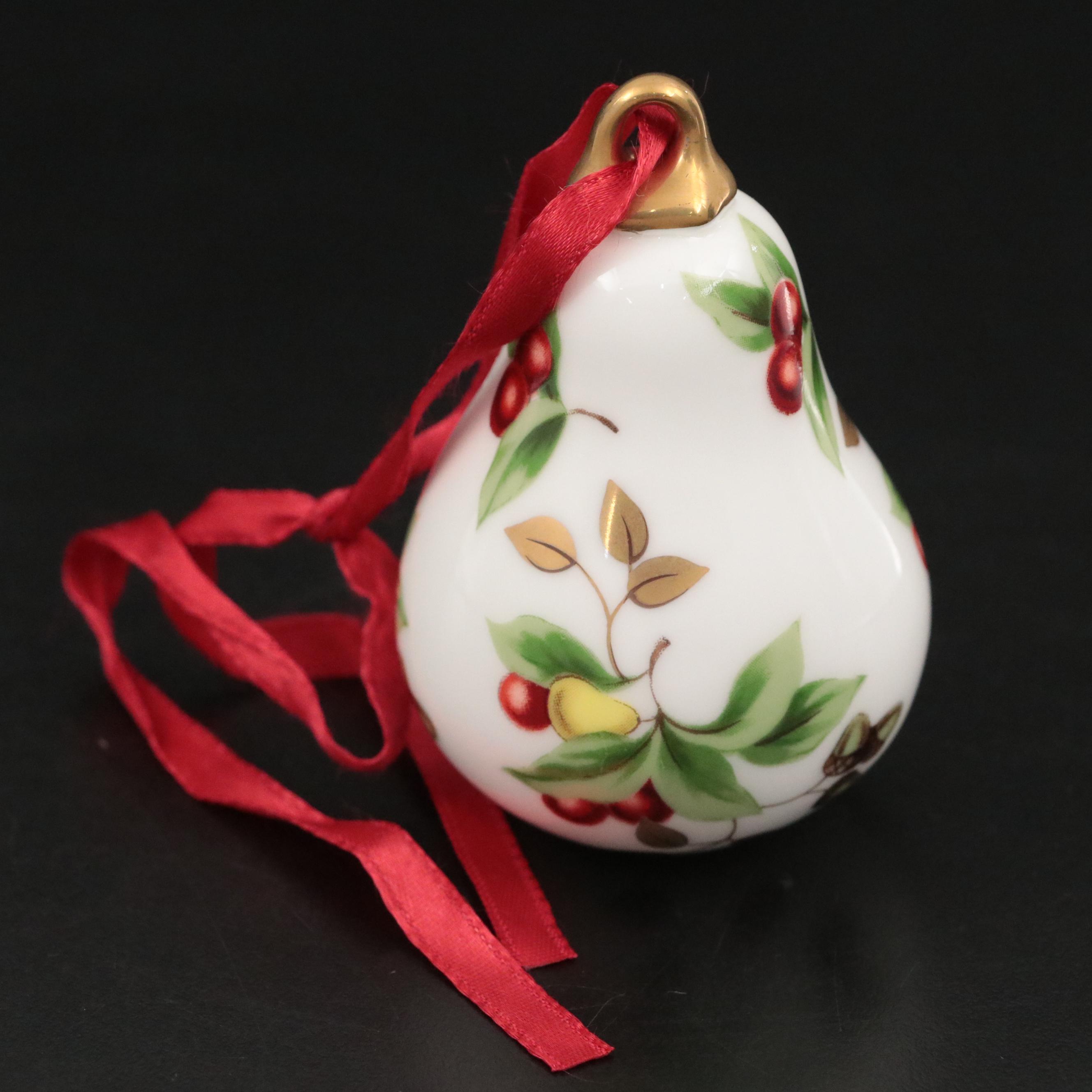 Tiffany & Co. "Tiffany Holiday" Porcelain Pear Christmas Ornament