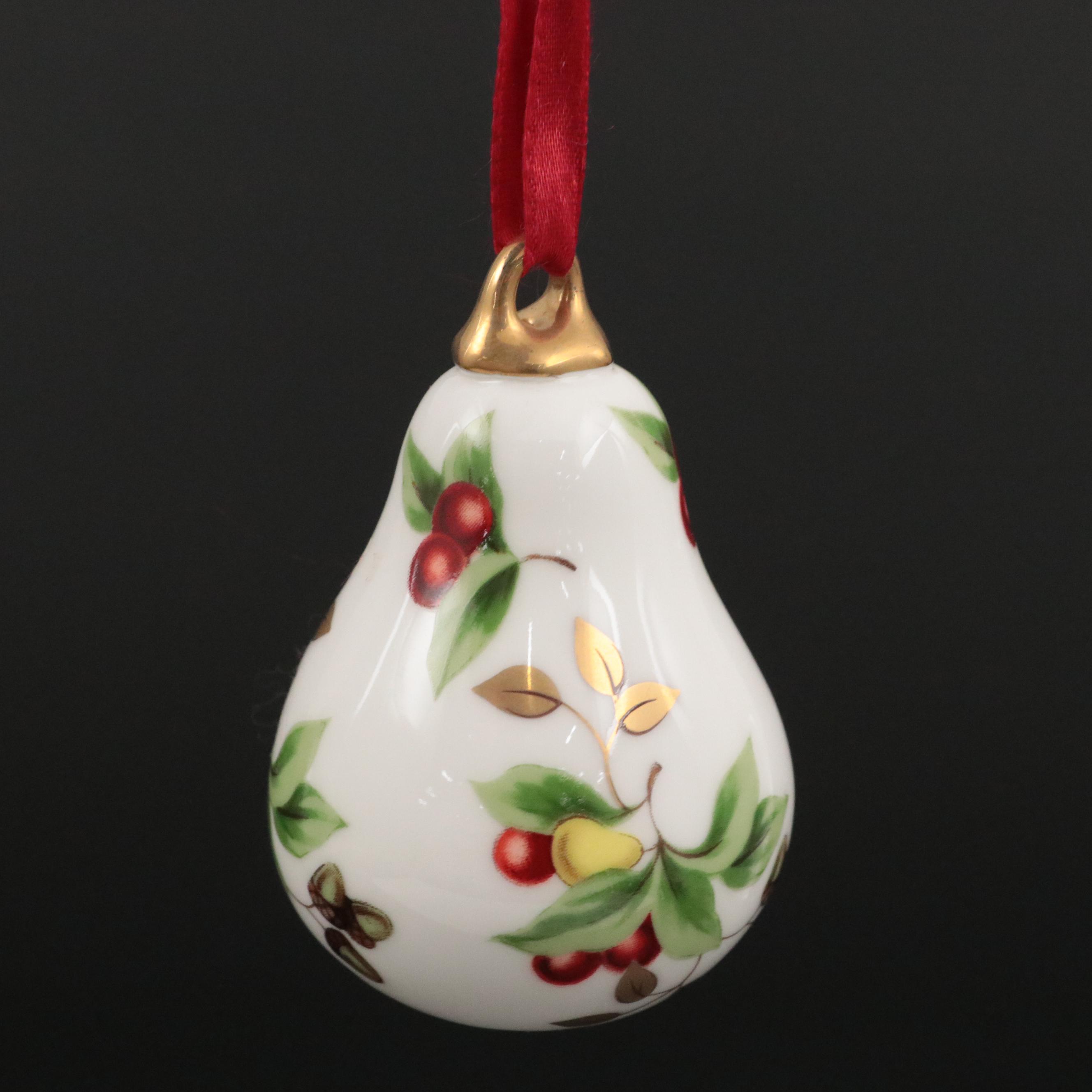 Tiffany & Co. "Tiffany Holiday" Porcelain Pear Christmas Ornament