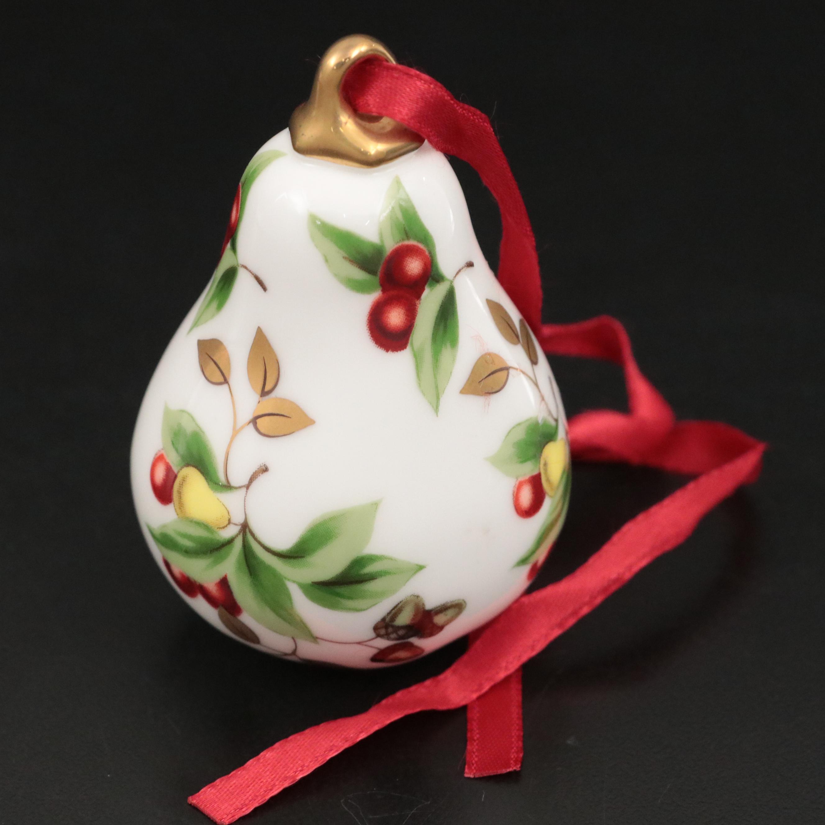Tiffany & Co. "Tiffany Holiday" Porcelain Pear Christmas Ornament