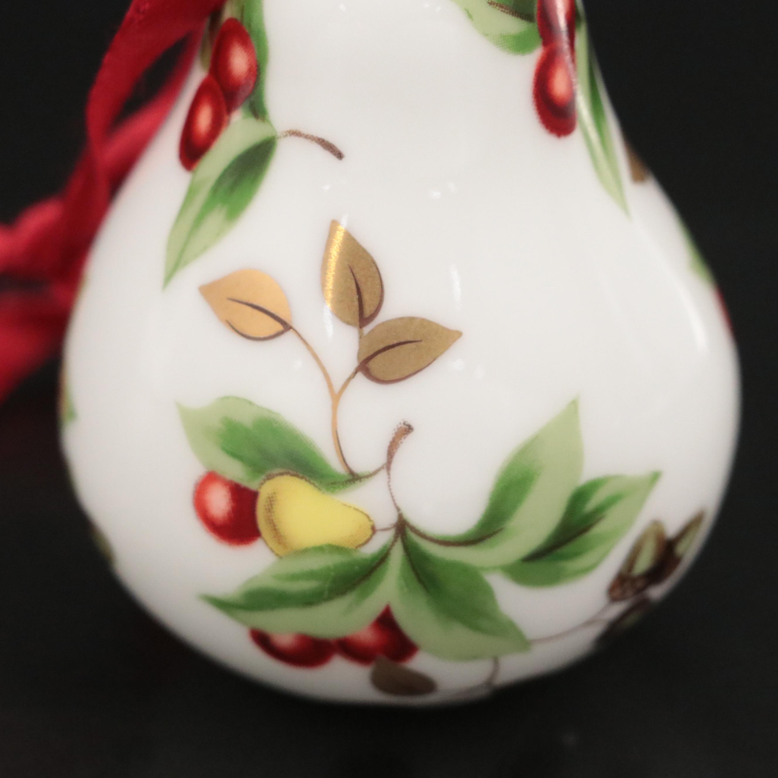 Tiffany & Co. "Tiffany Holiday" Porcelain Pear Christmas Ornament