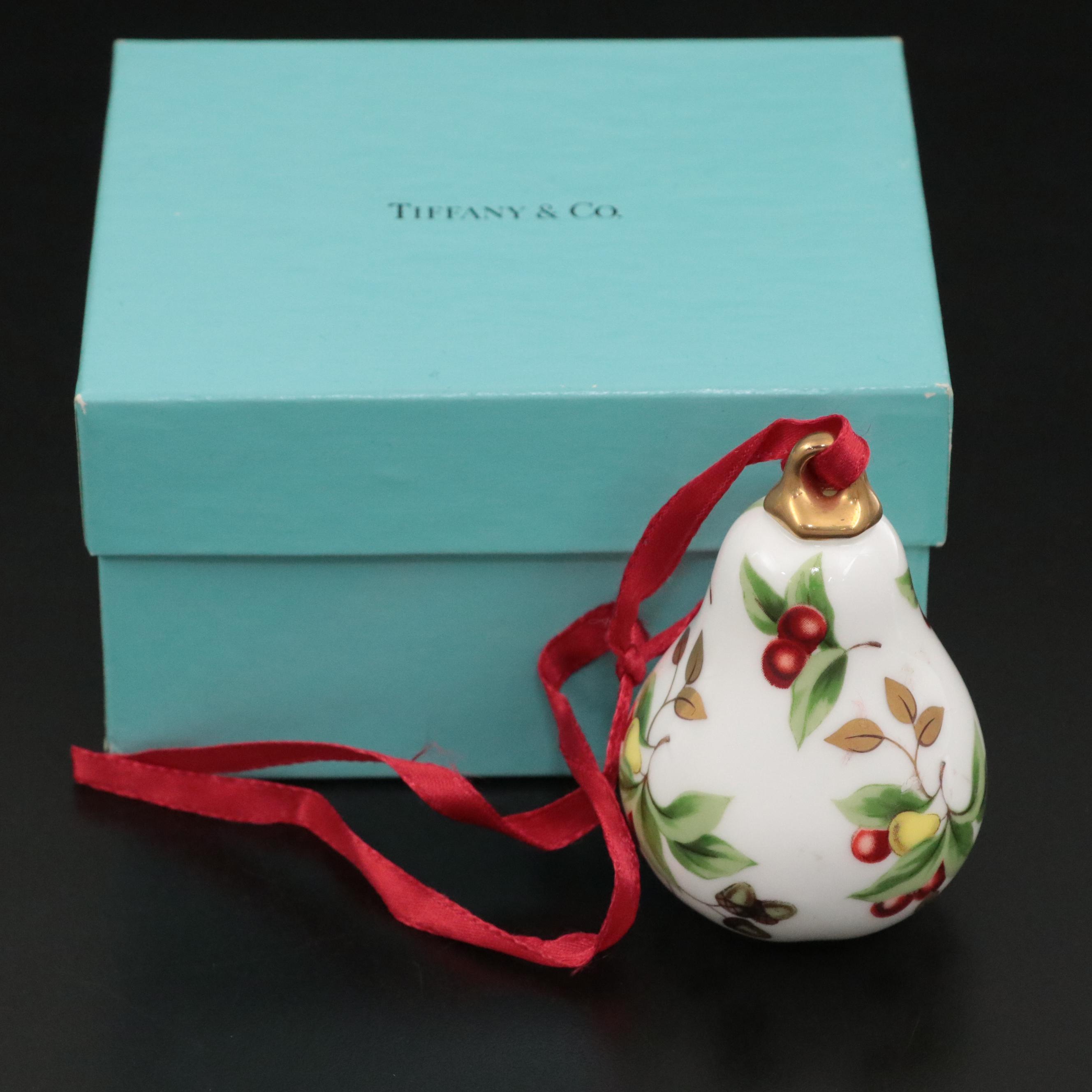 Tiffany & Co. "Tiffany Holiday" Porcelain Pear Christmas Ornament