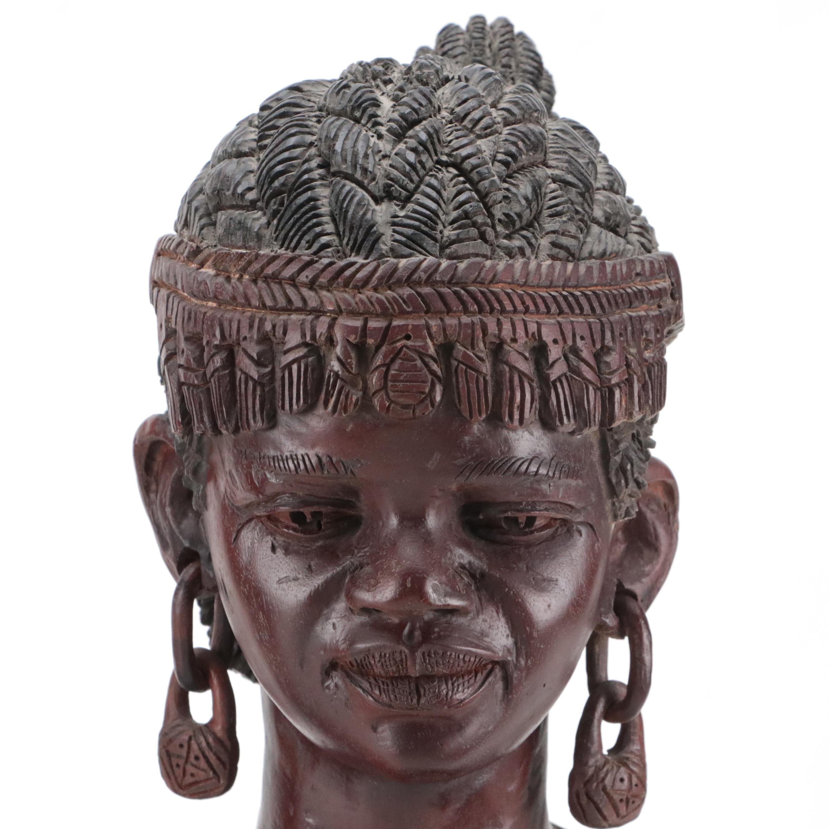 Modern African Shona Tribe Male and Female Portrait Busts