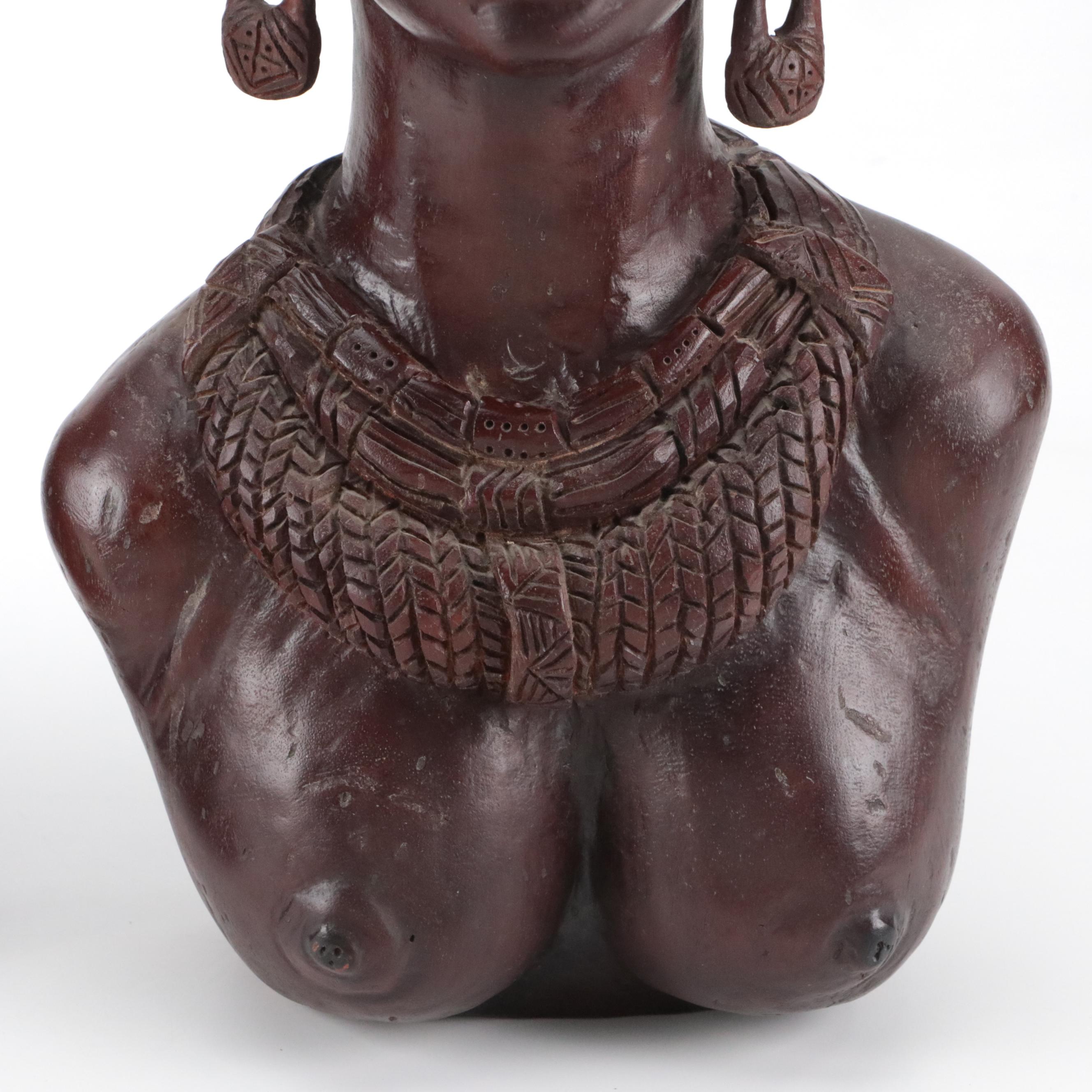 Modern African Shona Tribe Male and Female Portrait Busts