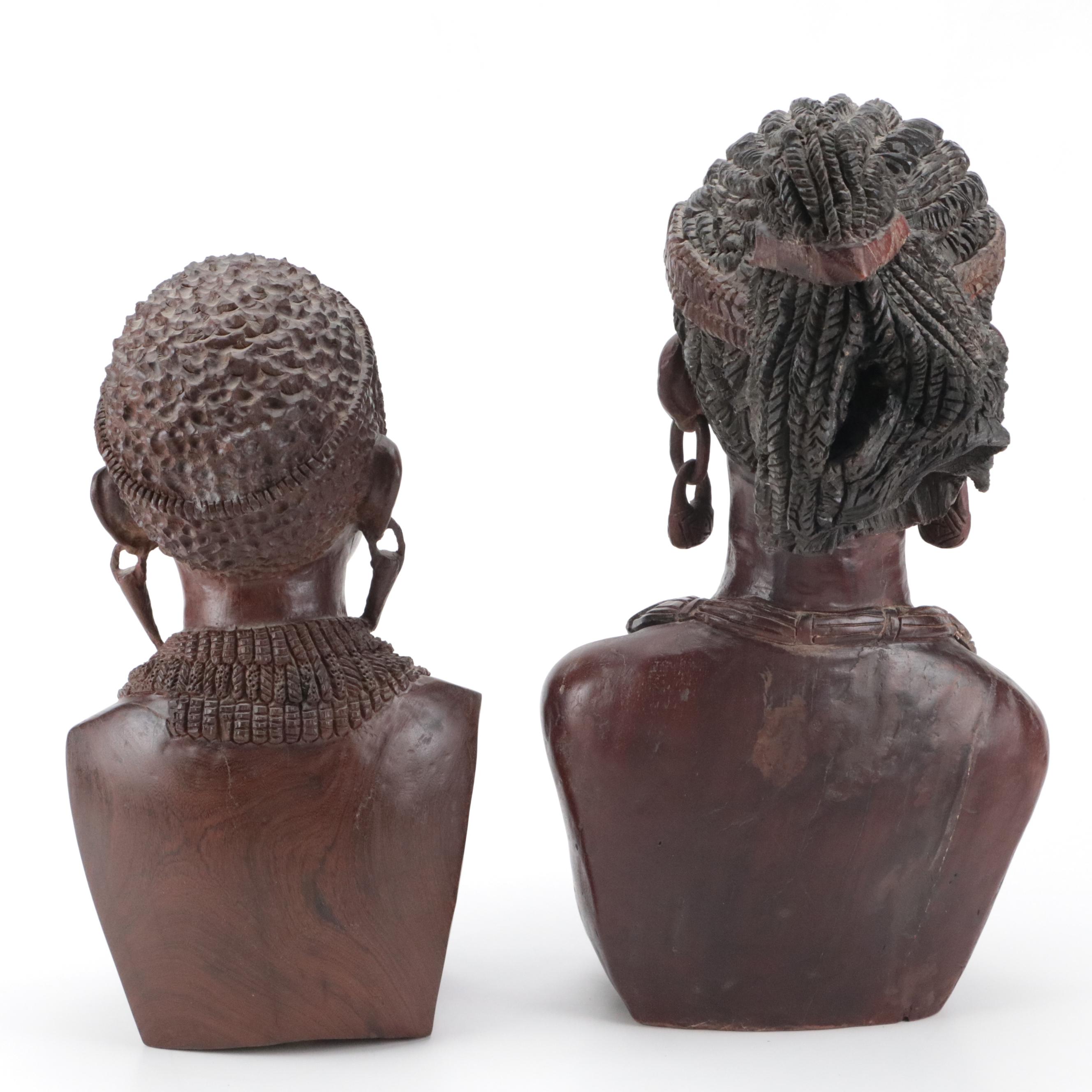 Modern African Shona Tribe Male and Female Portrait Busts