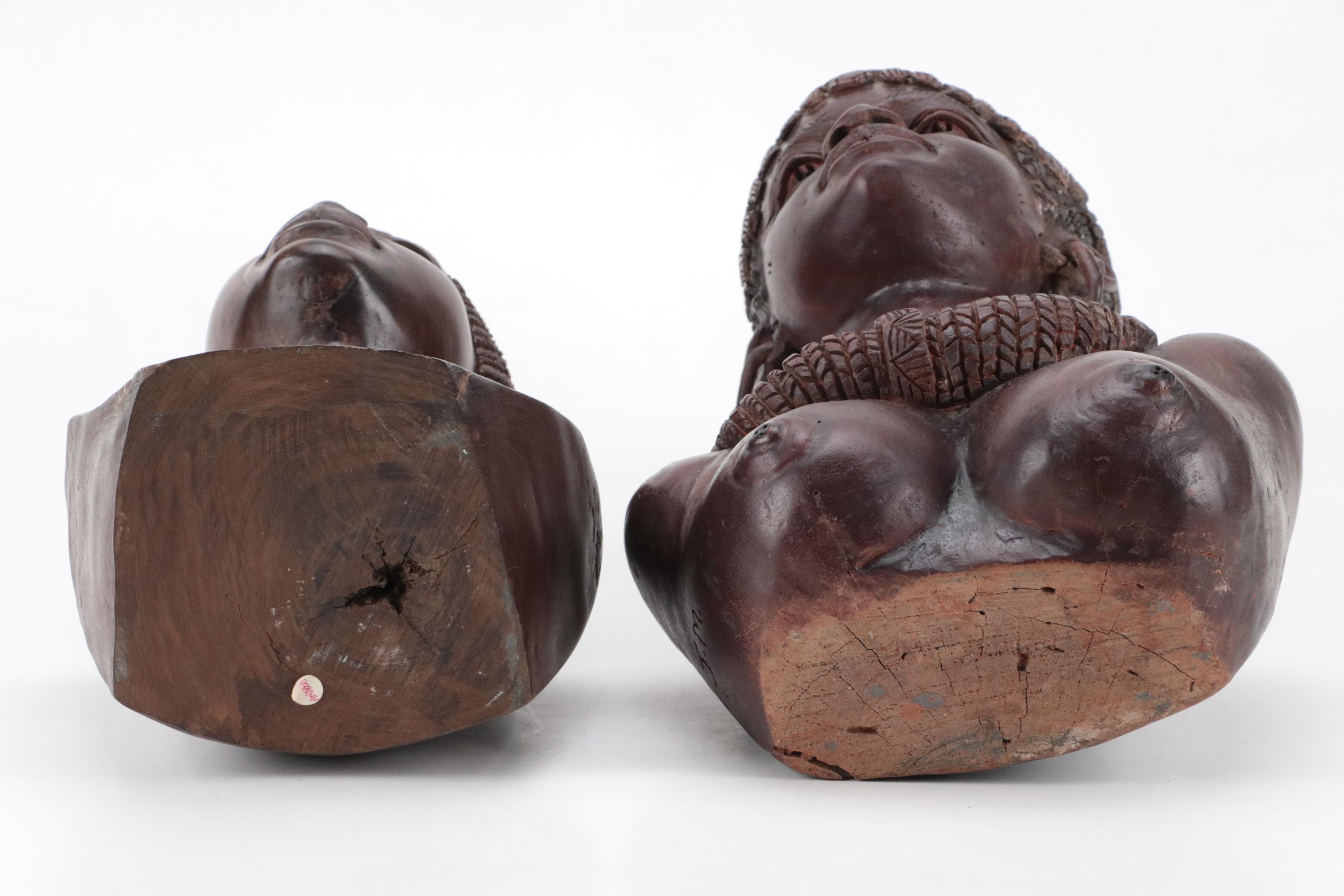 Modern African Shona Tribe Male and Female Portrait Busts