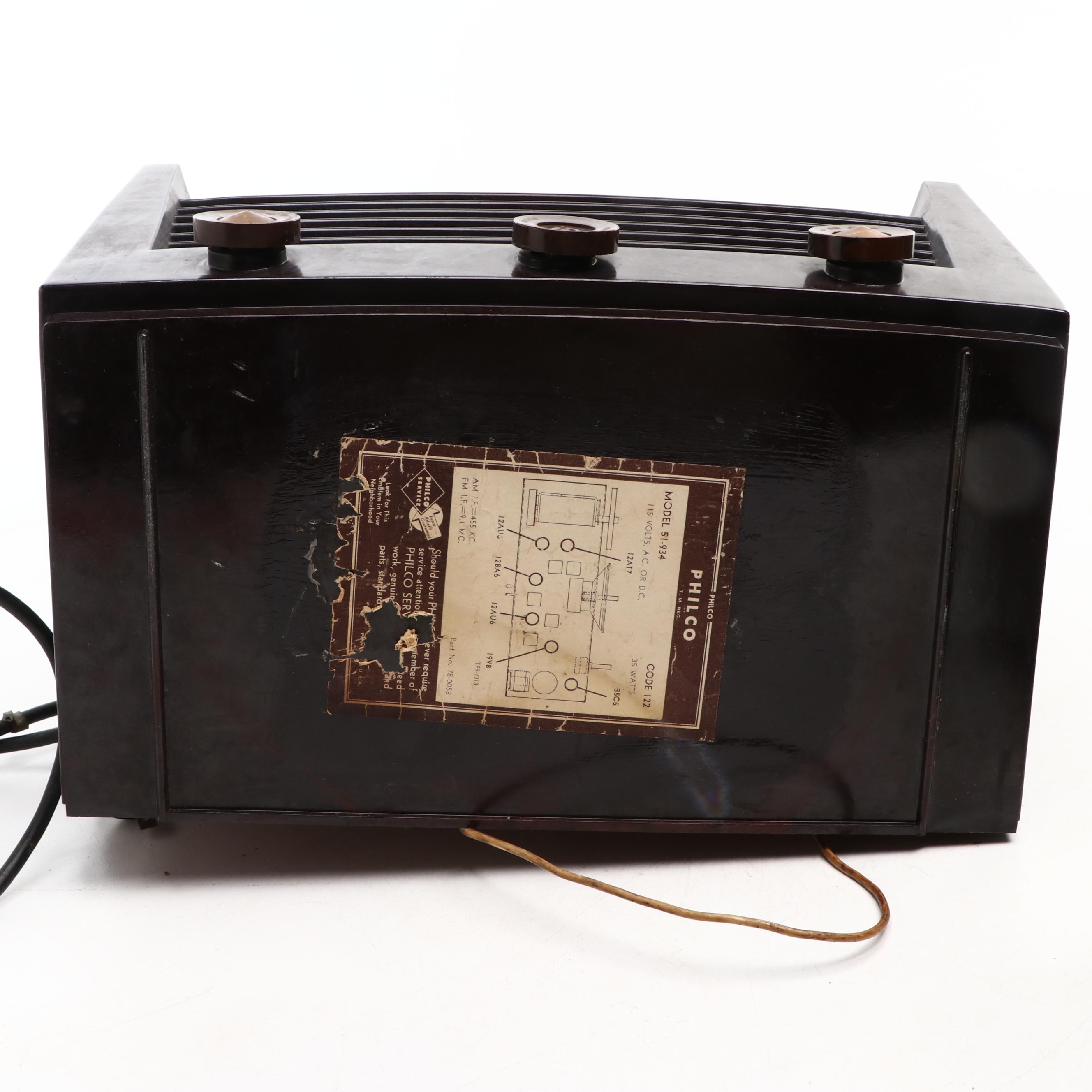 Philco Model 51-934 and RCA Victor Model X-551 Table Top Radios, Mid-20th C.