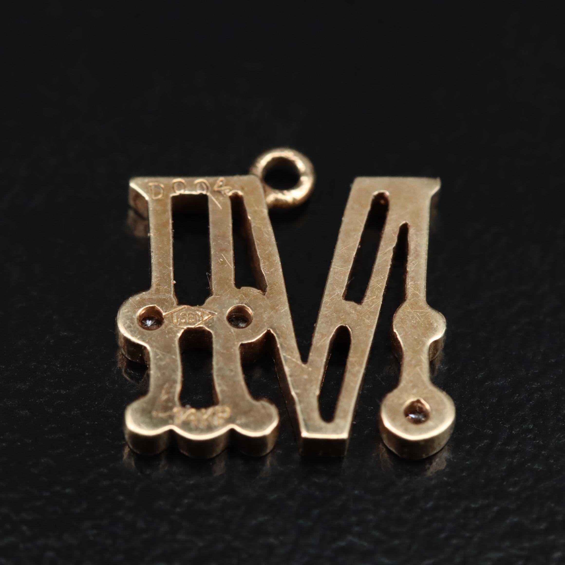 14K 0.05 CTW Diamond Letter "M" Pendant