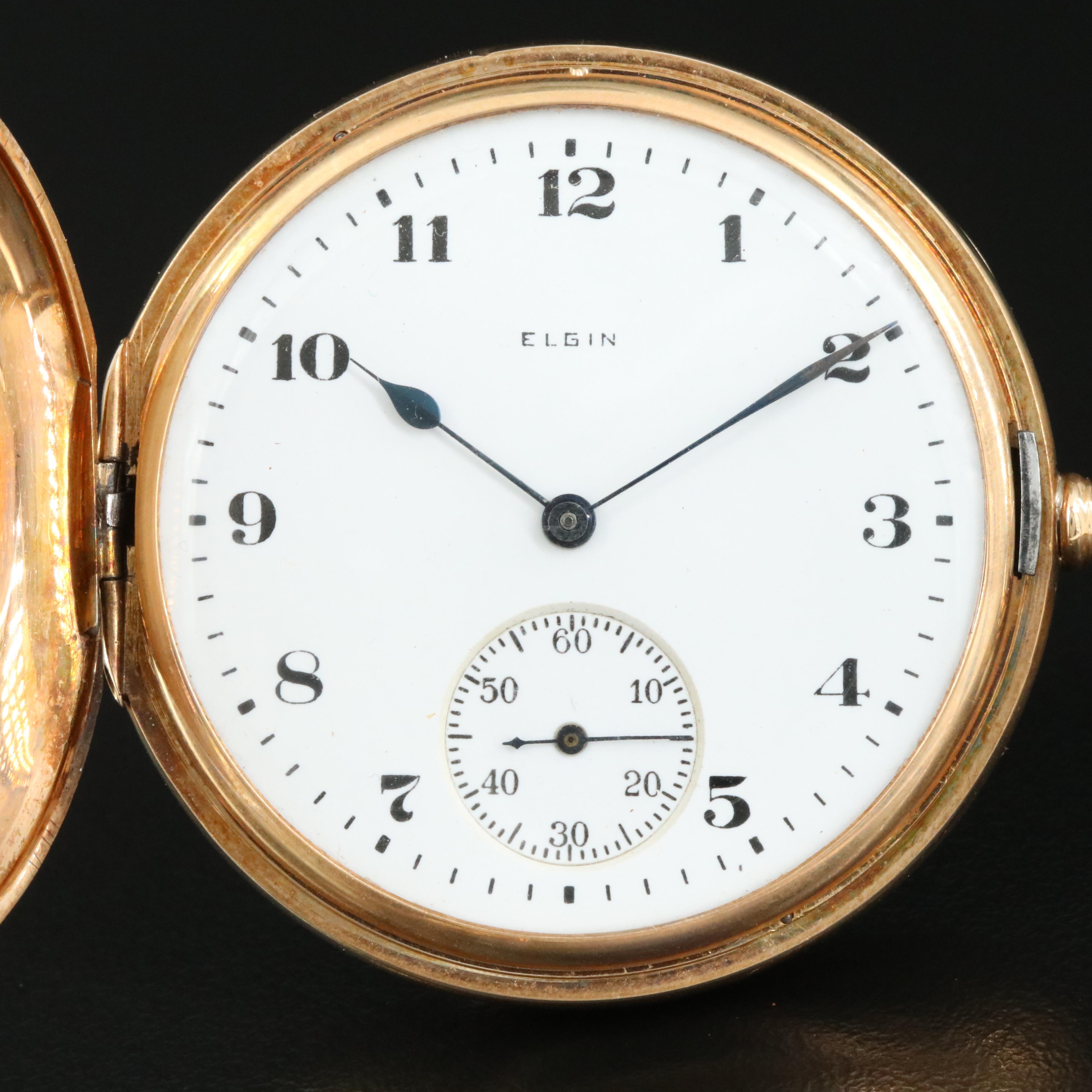 1921 14K Elgin Hunting Case Pocket Watch with 14K Fob