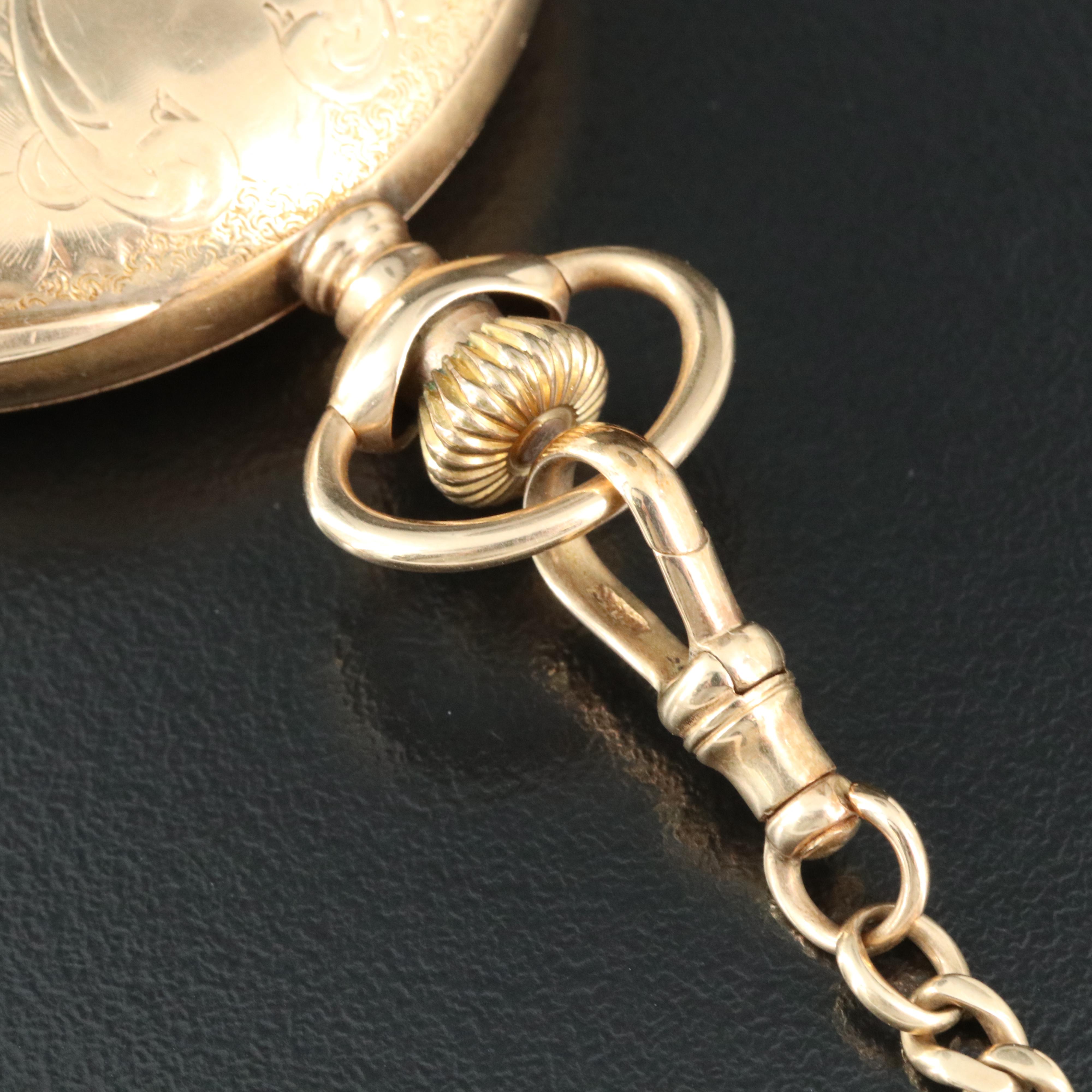 1921 14K Elgin Hunting Case Pocket Watch with 14K Fob