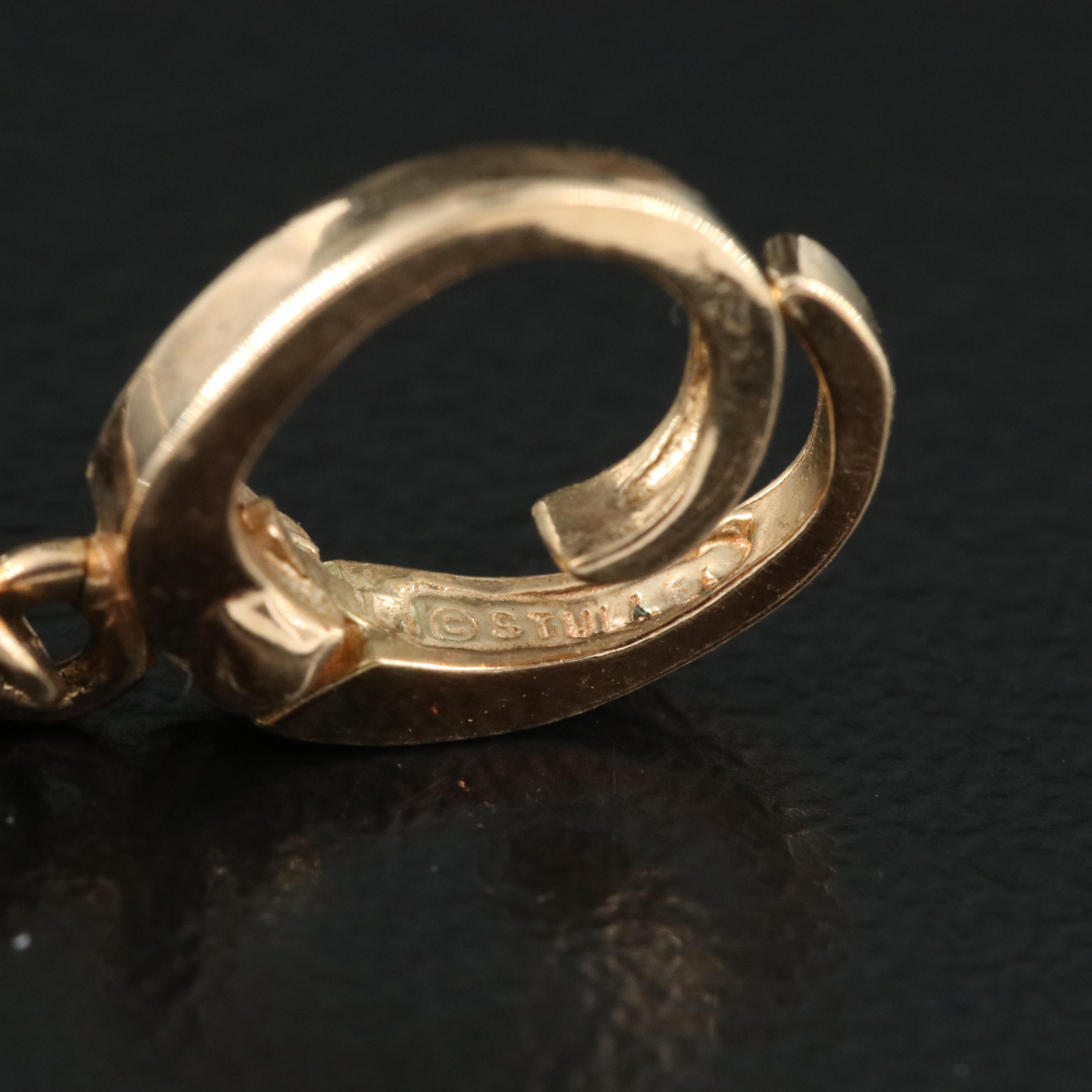 14K Black Onyx and Mother-of-Pearl Cameo Pendant