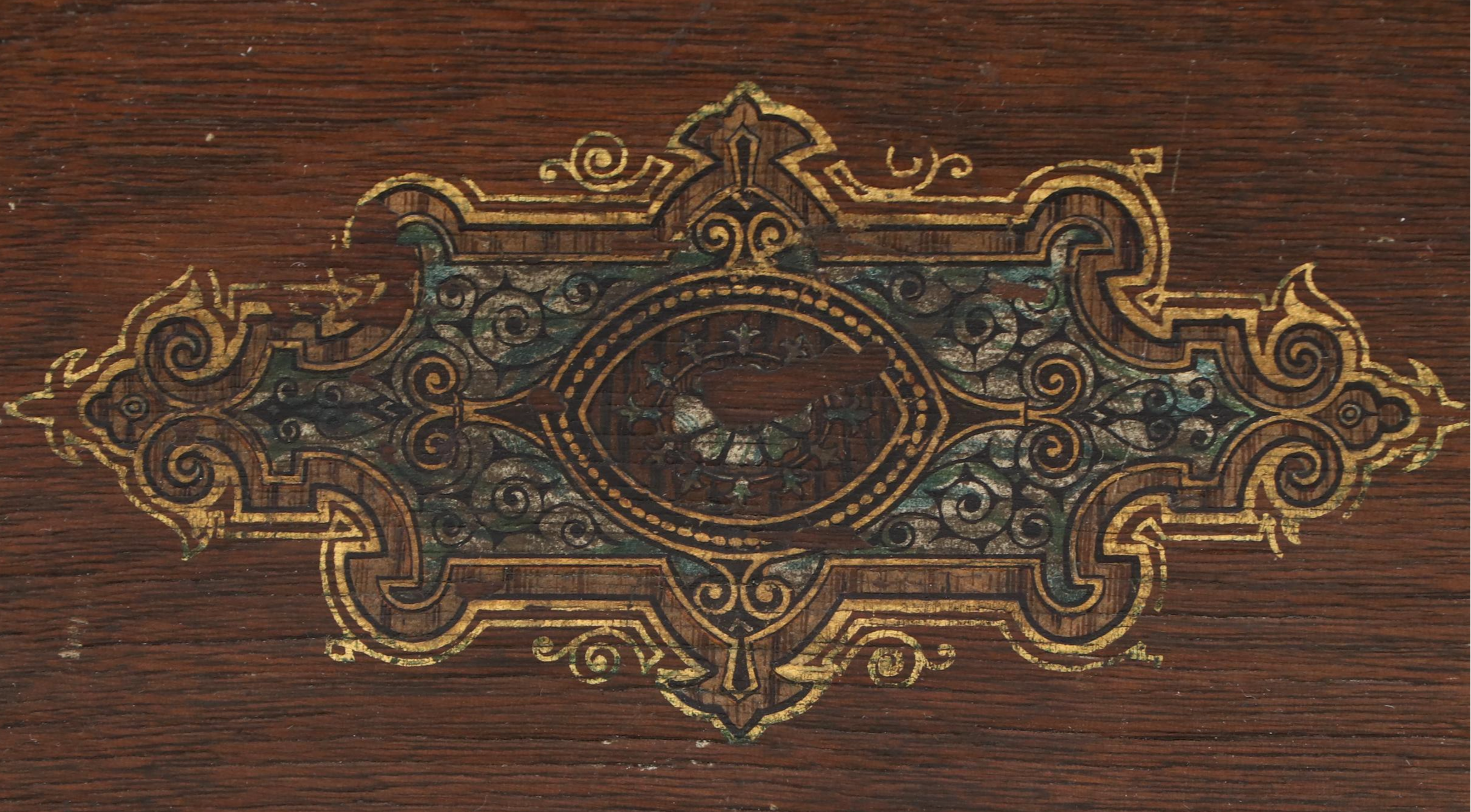 Gilt Wood Travel Sloped Lap Writing Desk and Document Box, 19th C.