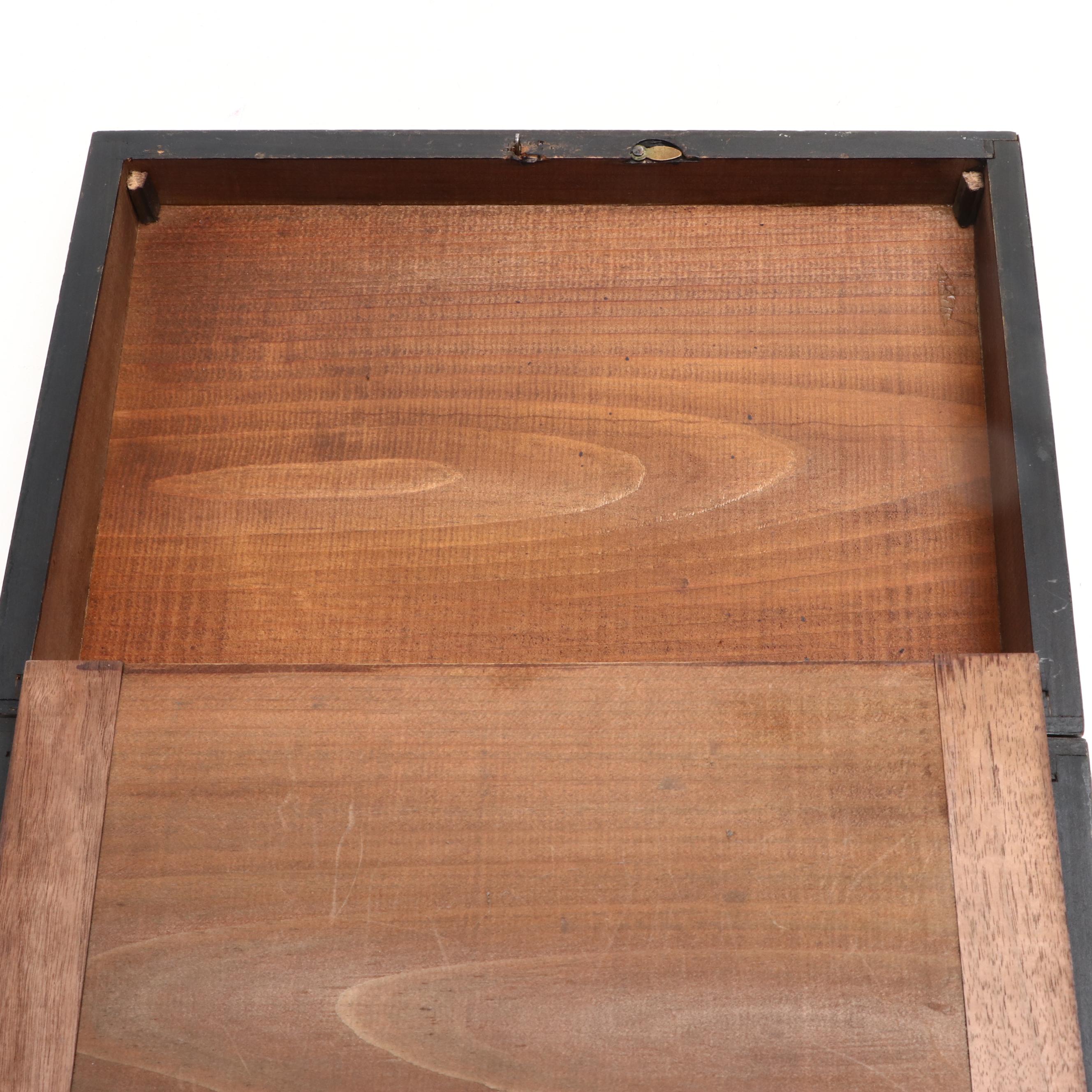 Gilt Wood Travel Sloped Lap Writing Desk and Document Box, 19th C.