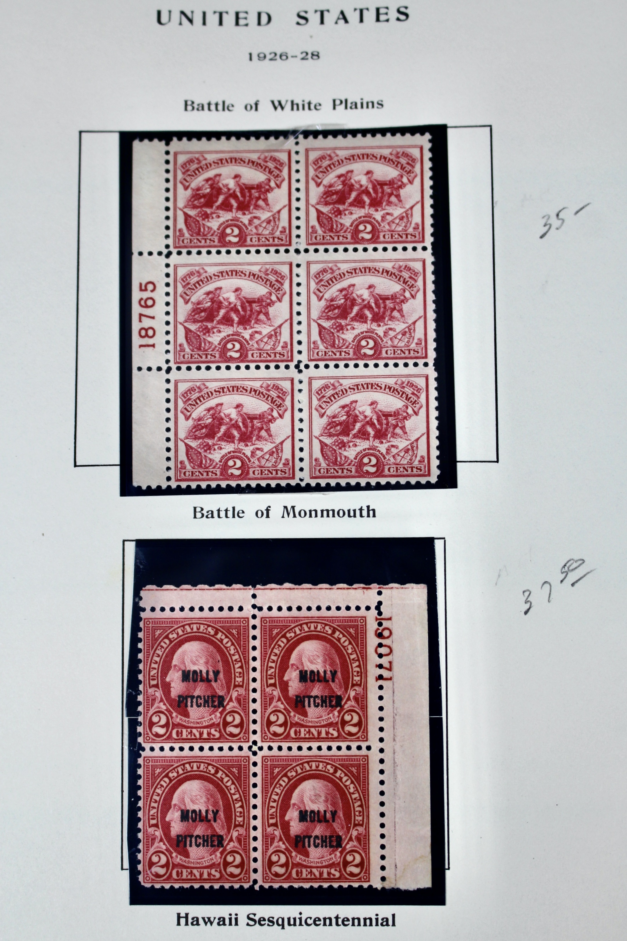 Twenty-Eight Early U.S. Postage Stamp Plate Blocks