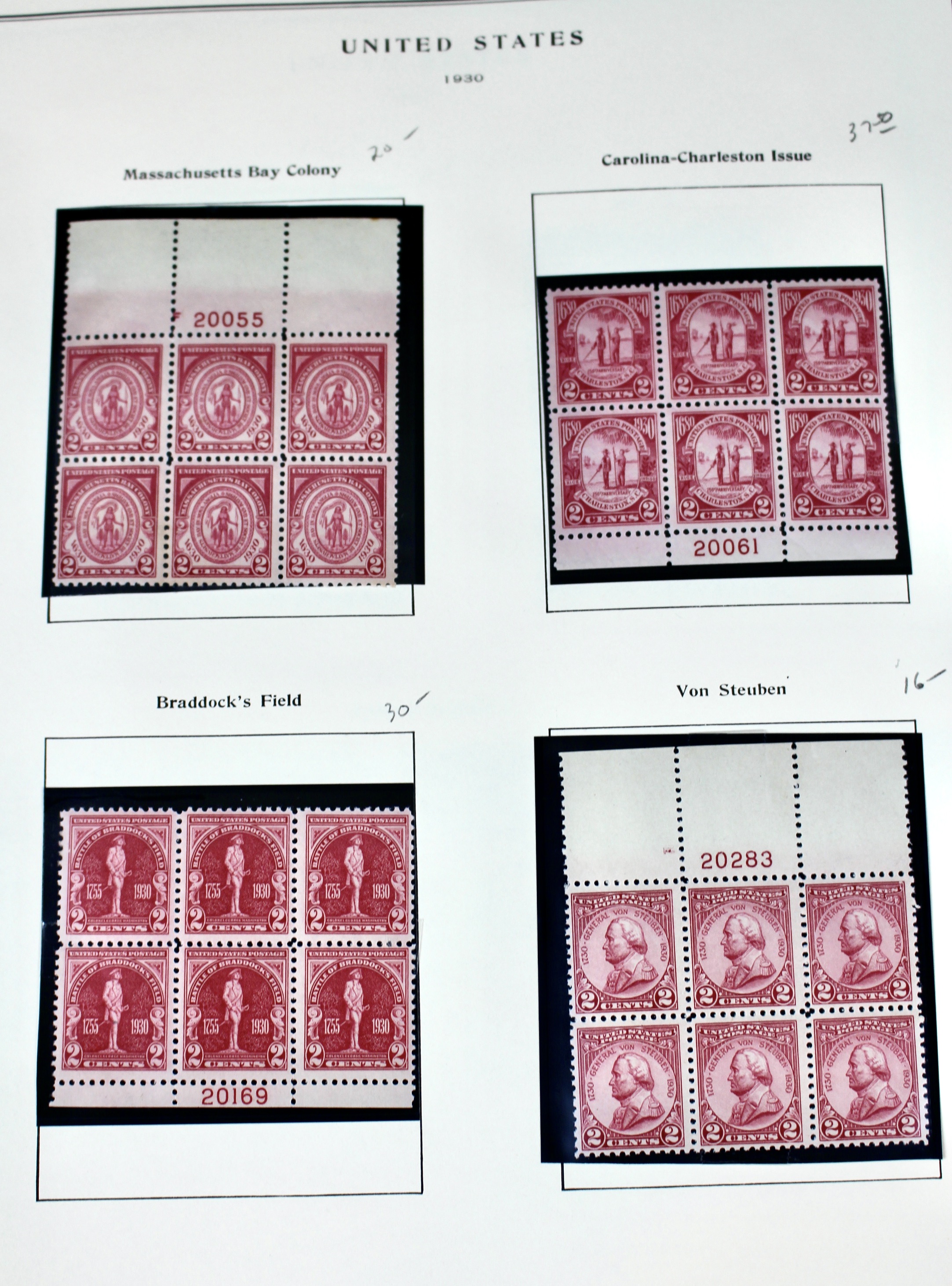 Twenty-Eight Early U.S. Postage Stamp Plate Blocks