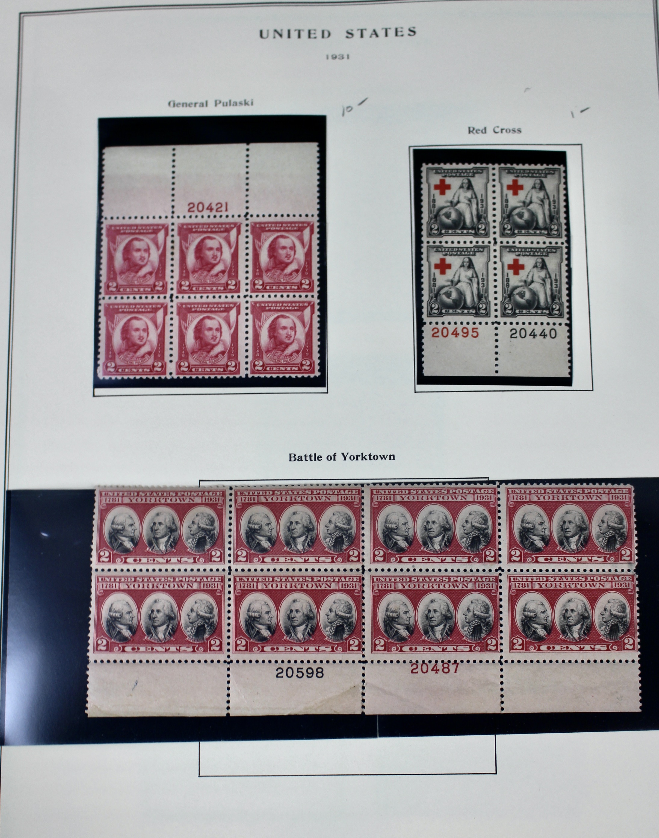 Twenty-Eight Early U.S. Postage Stamp Plate Blocks