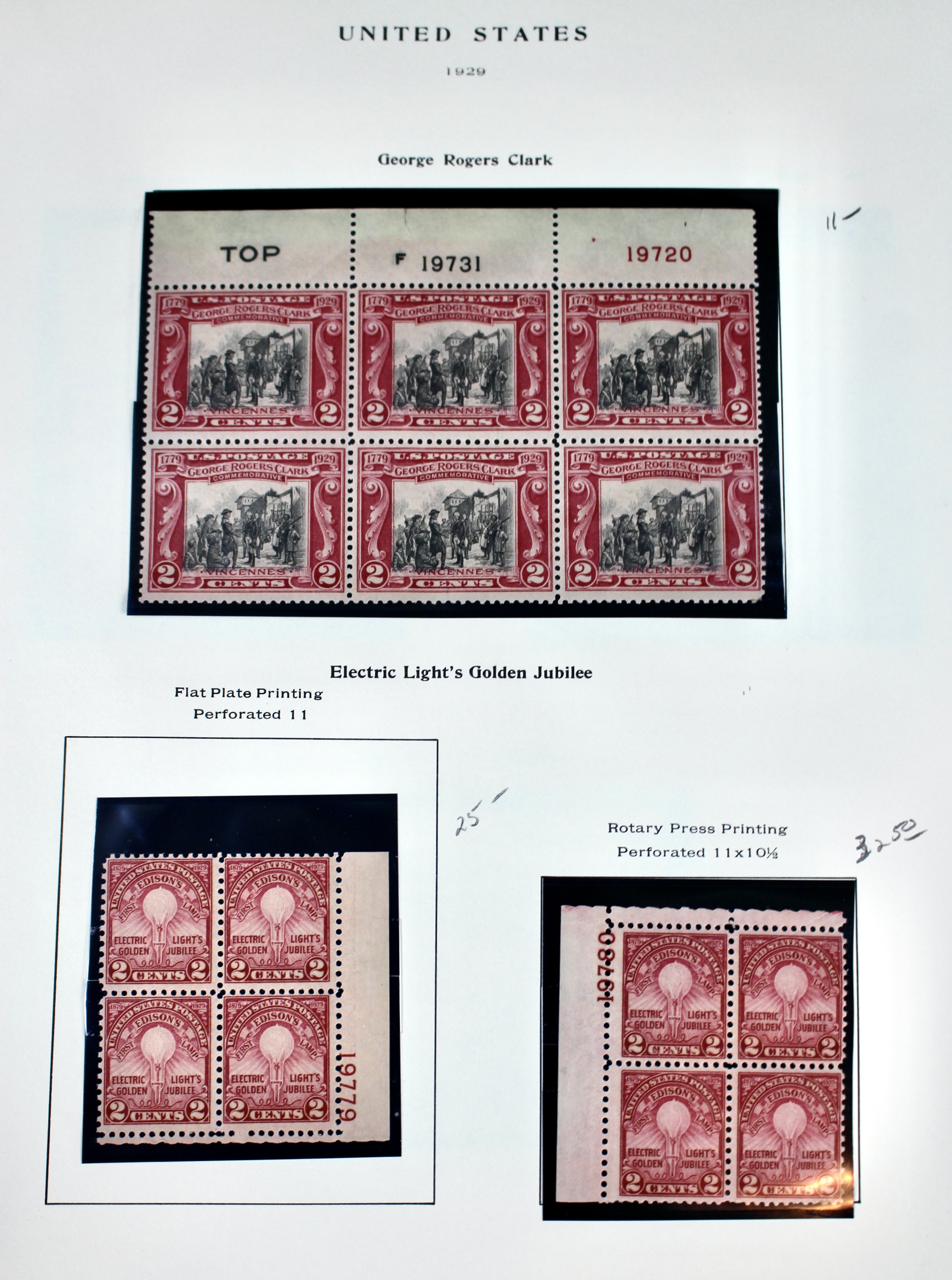 Twenty-Eight Early U.S. Postage Stamp Plate Blocks