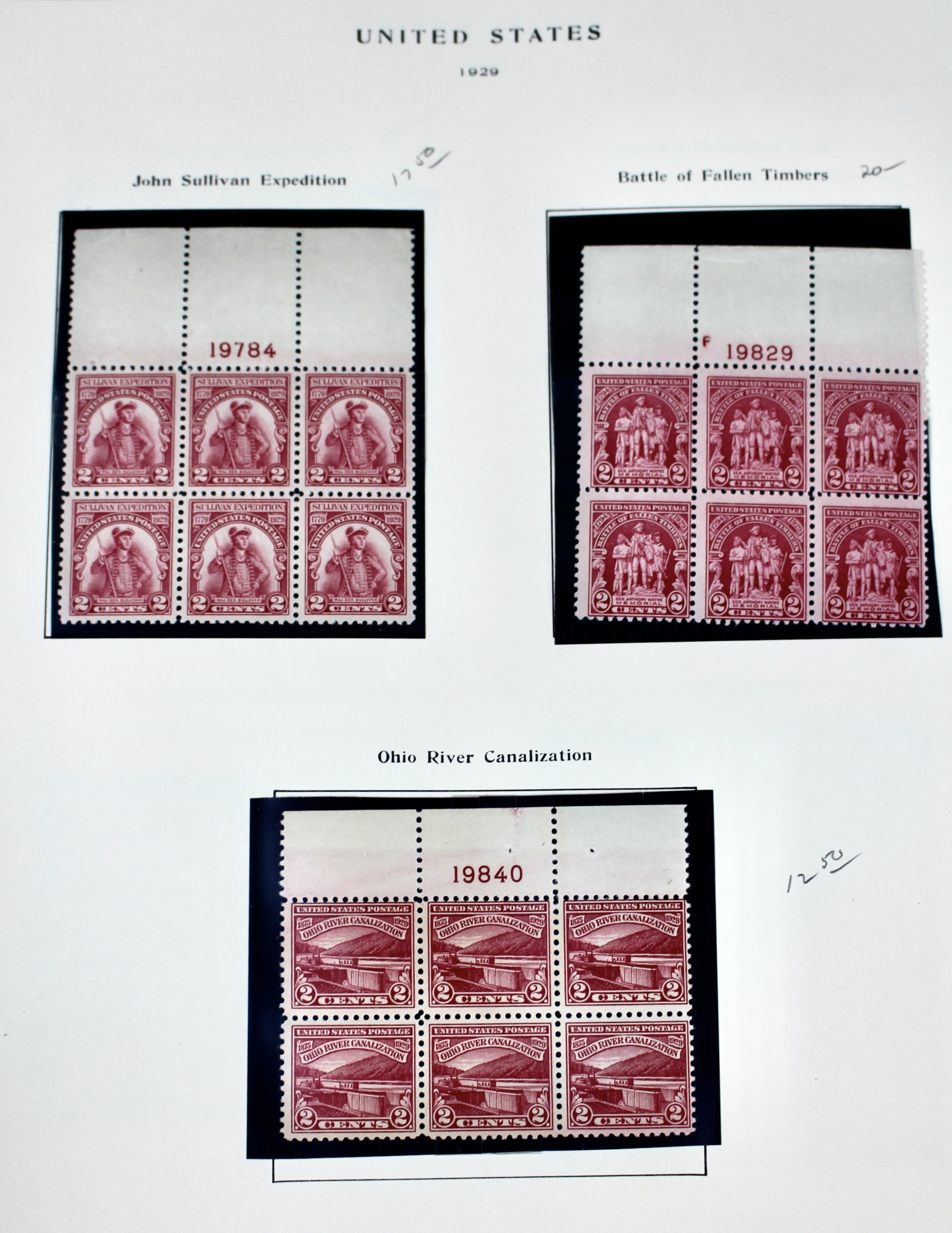 Twenty-Eight Early U.S. Postage Stamp Plate Blocks