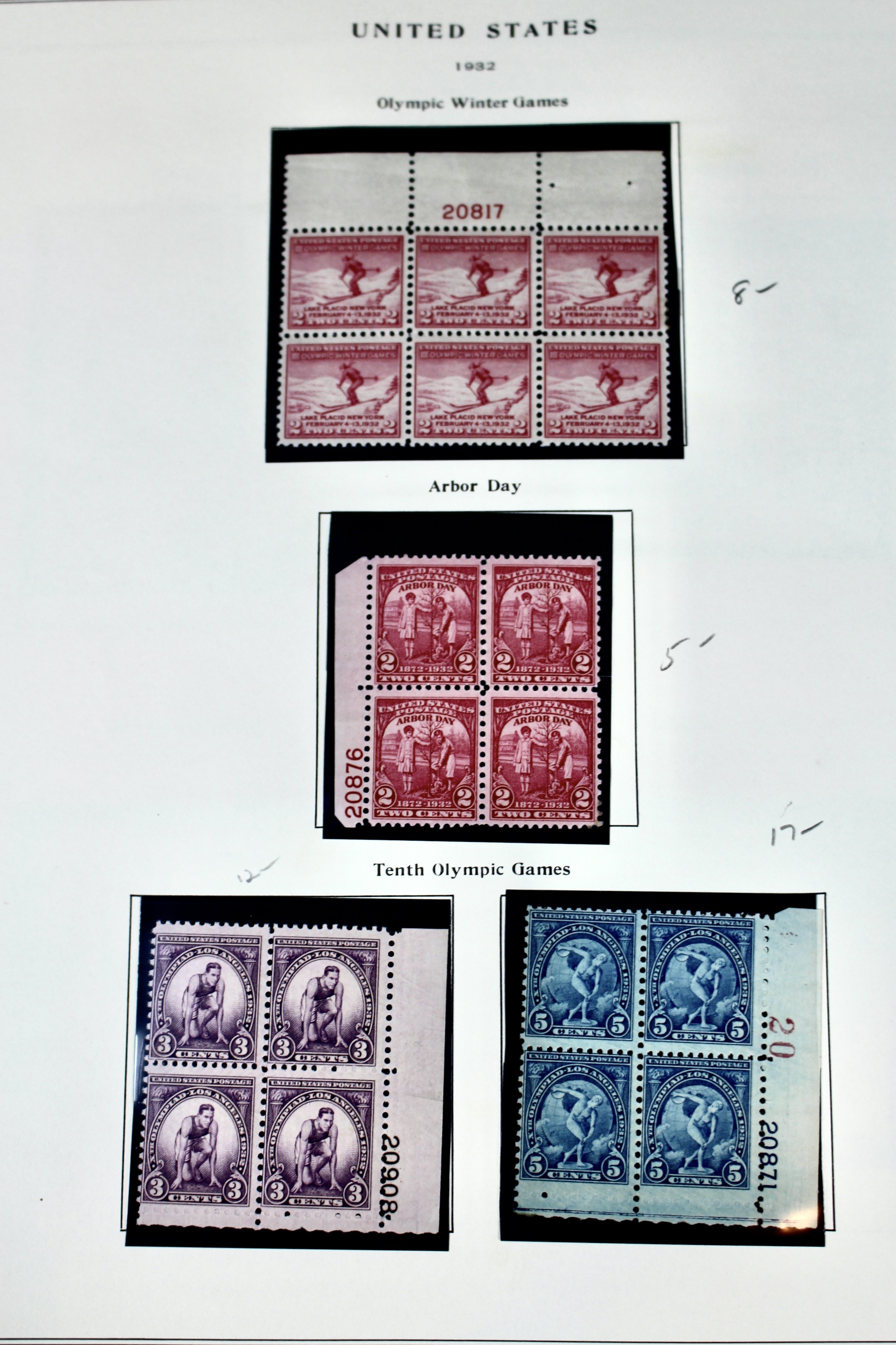 Twenty-Eight Early U.S. Postage Stamp Plate Blocks