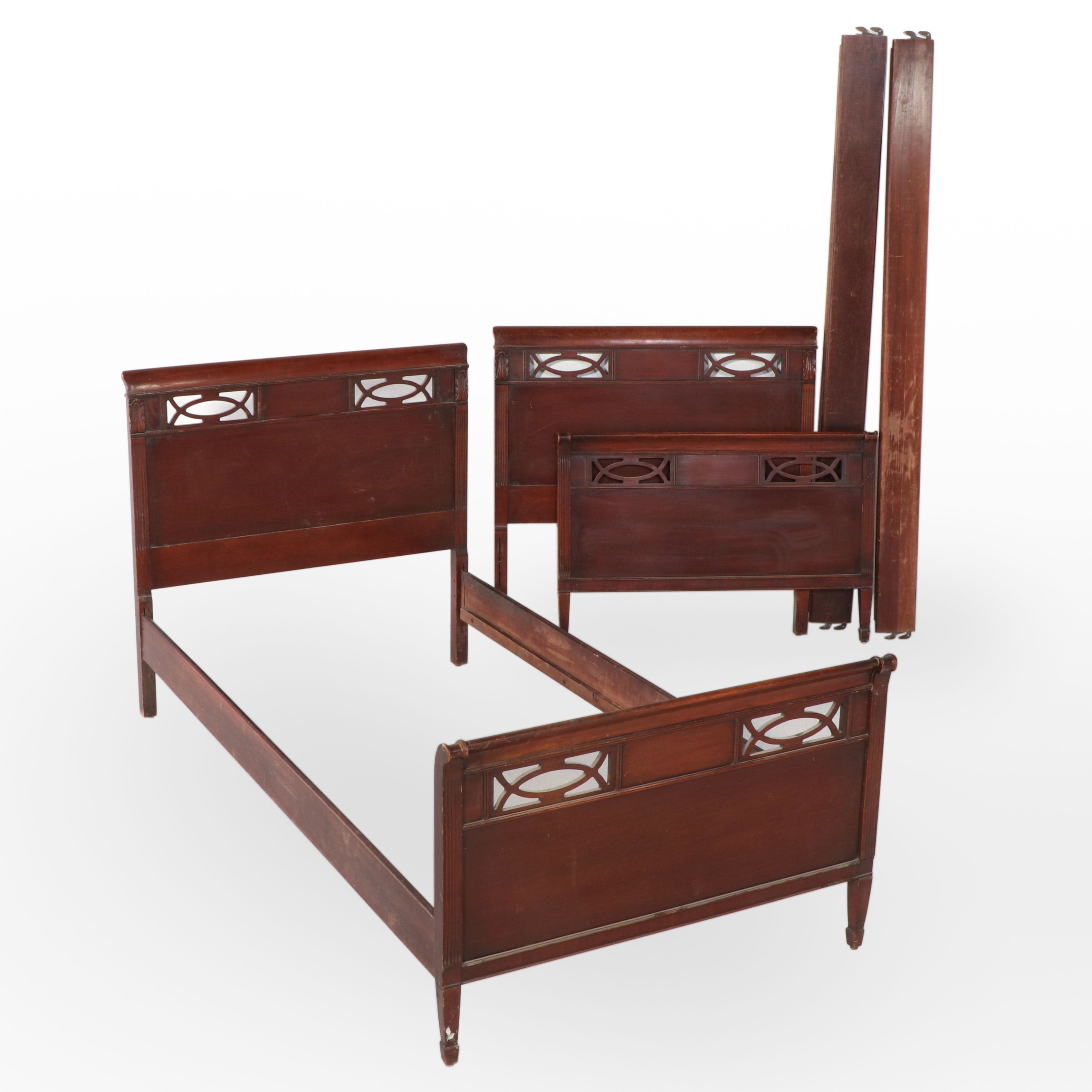 Pair of Federal Style Mahogany Twin Bed Frames