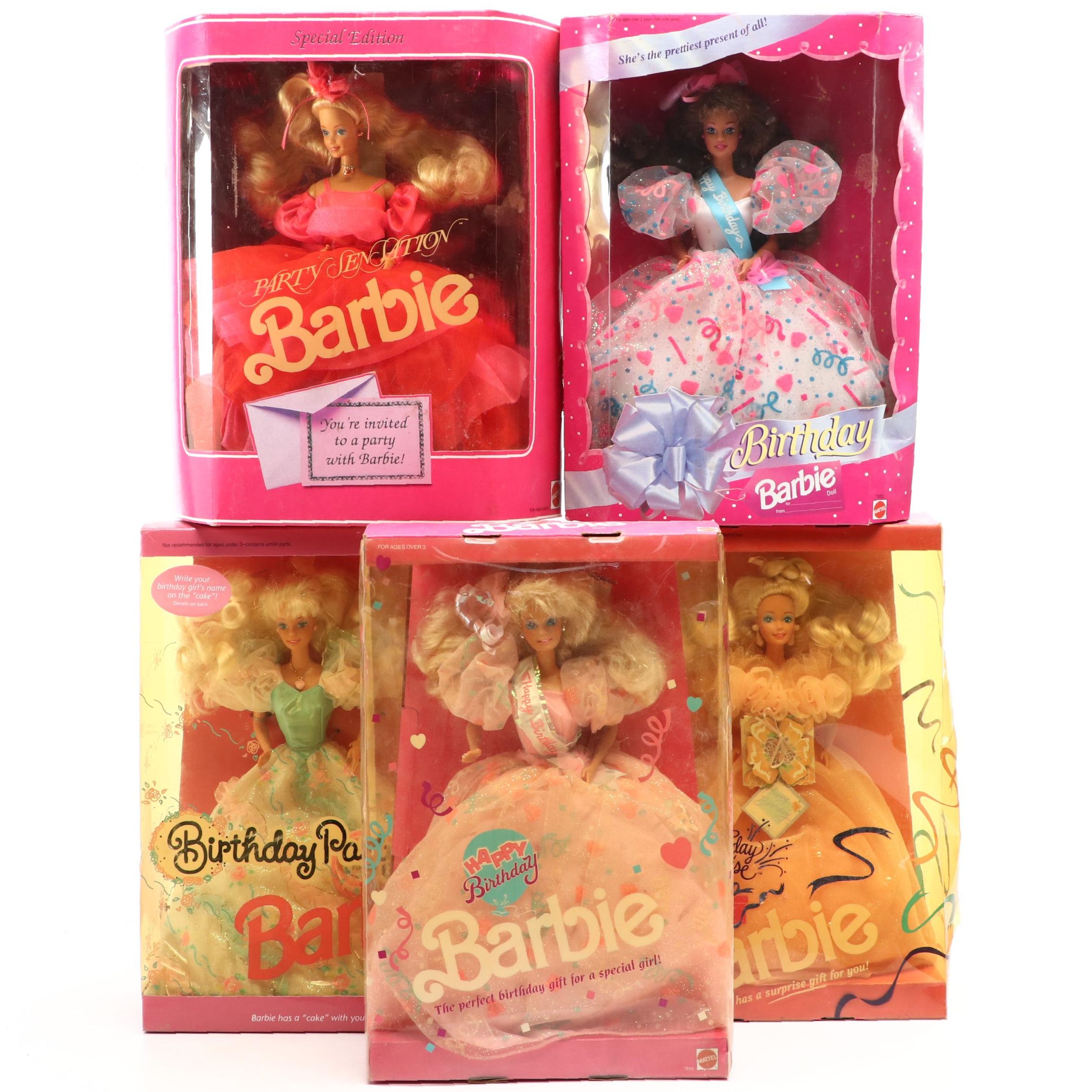 Mattel "Birthday Surprise", "Happy Birthday" and More Barbie Dolls