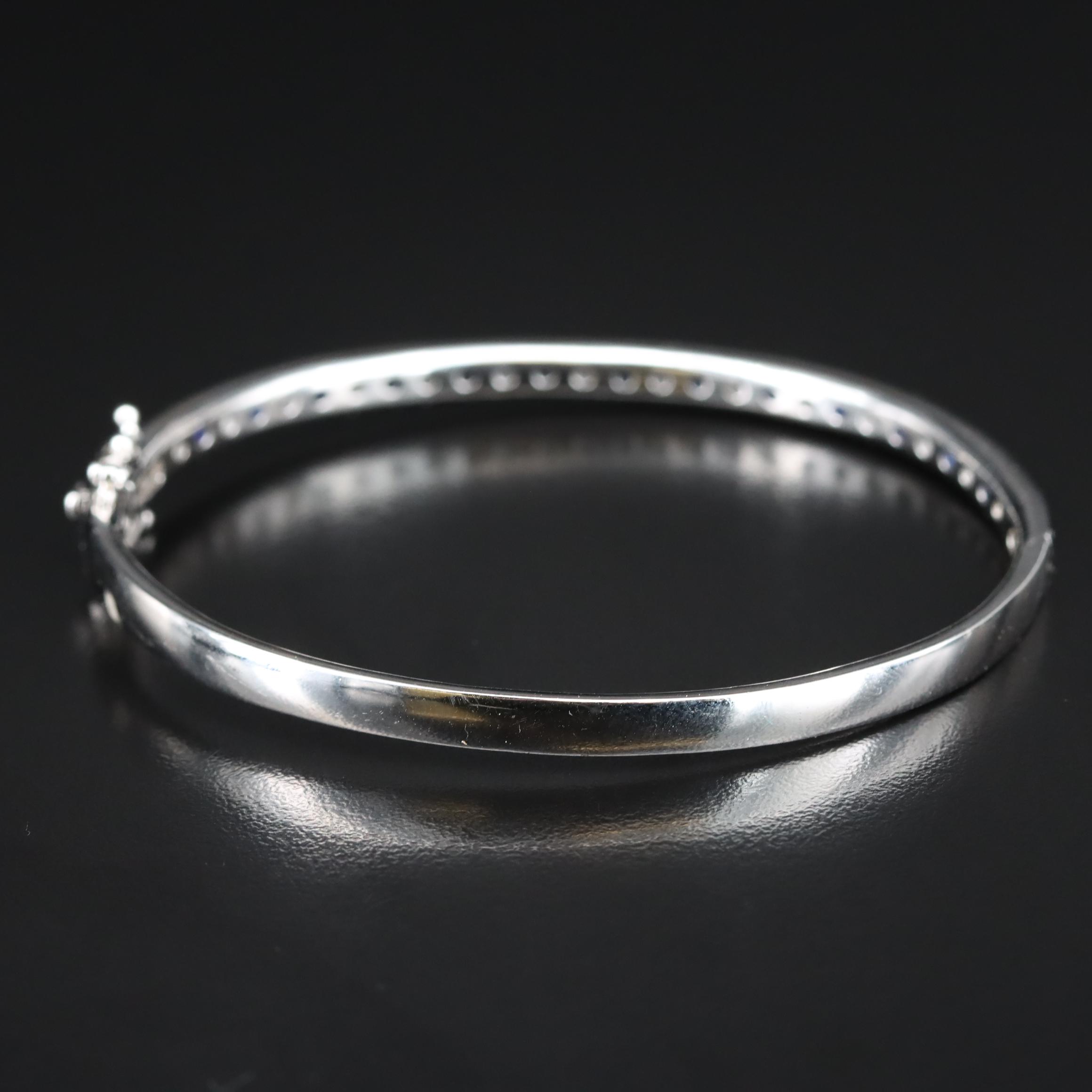 Sterling Sapphire and CZ Bangle Bracelet