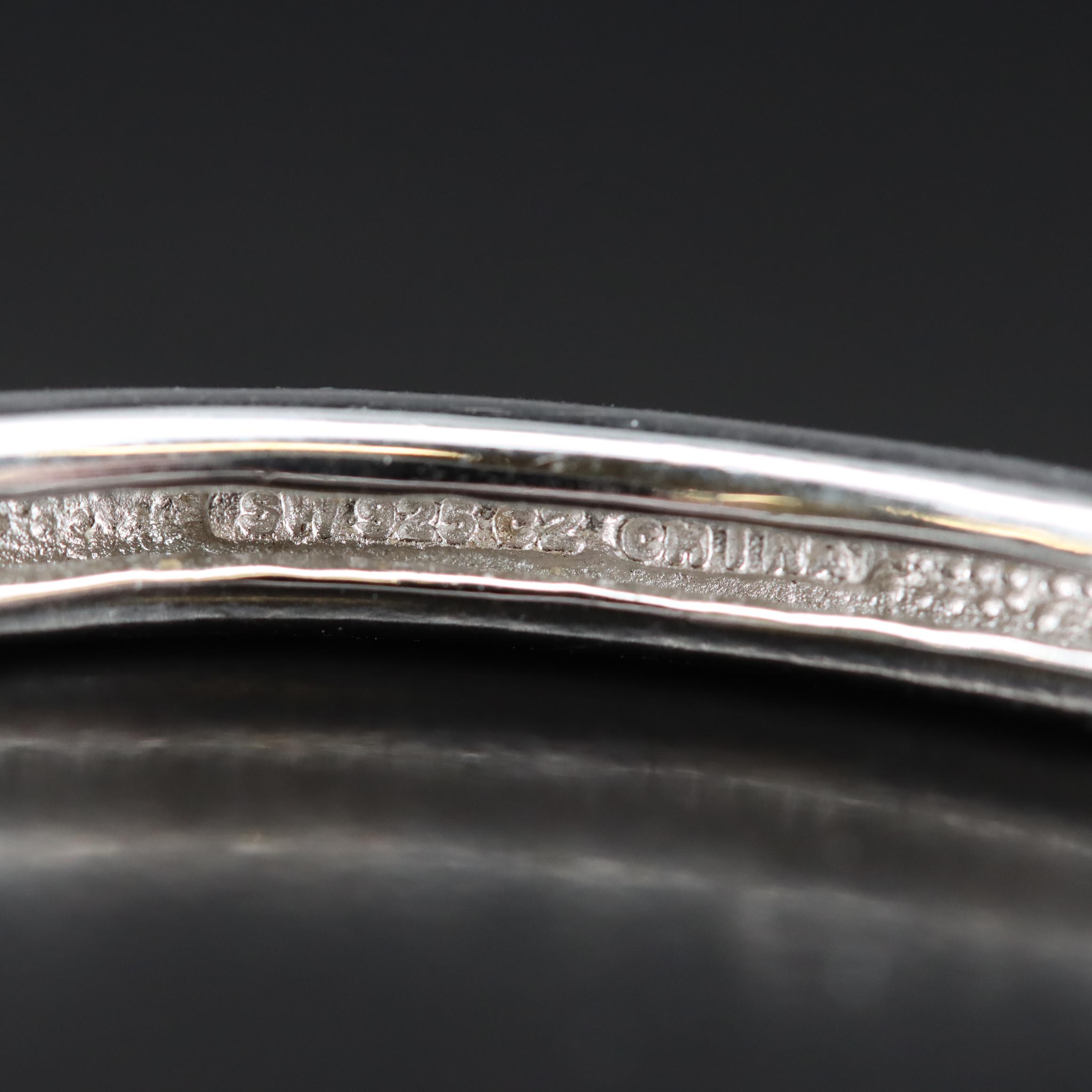 Sterling Sapphire and CZ Bangle Bracelet