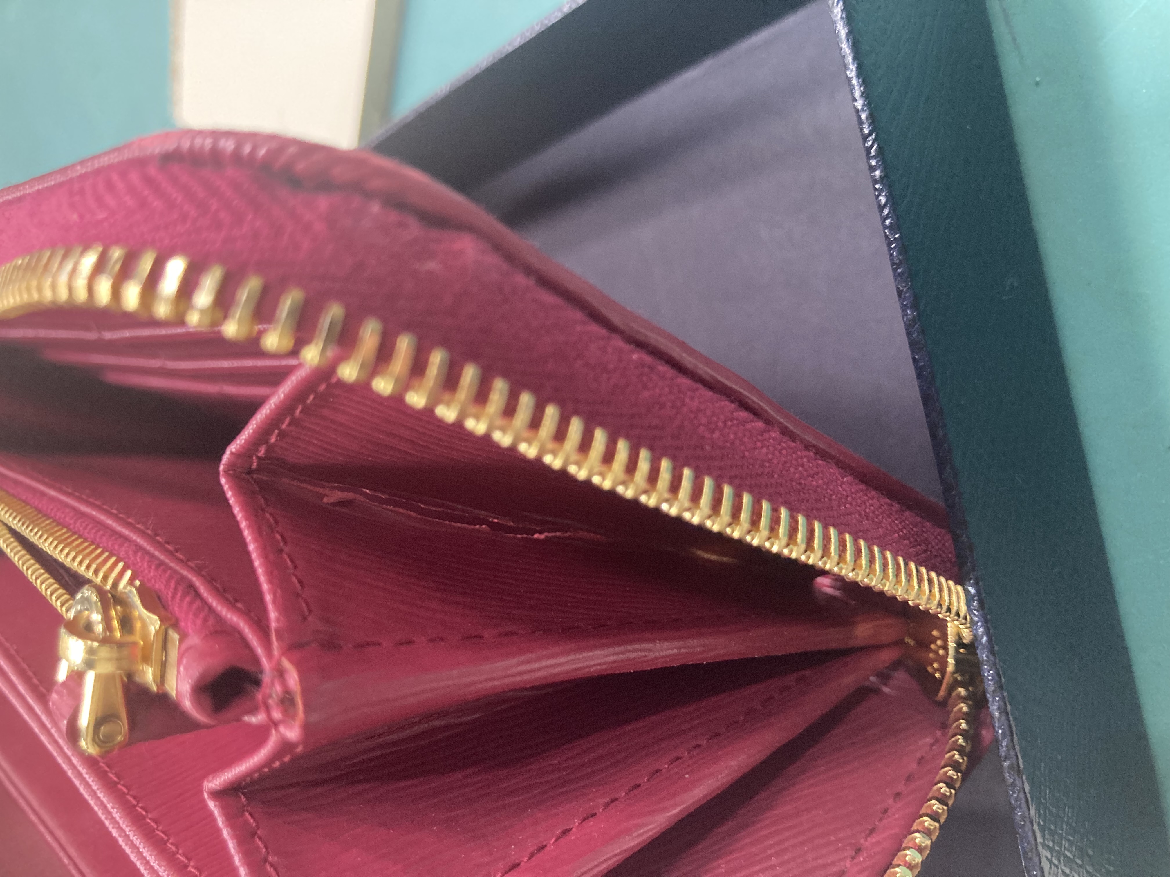 Prada Long Zip Around Wallet in Magenta Tessuto Nylon and Leather Trim, with Box