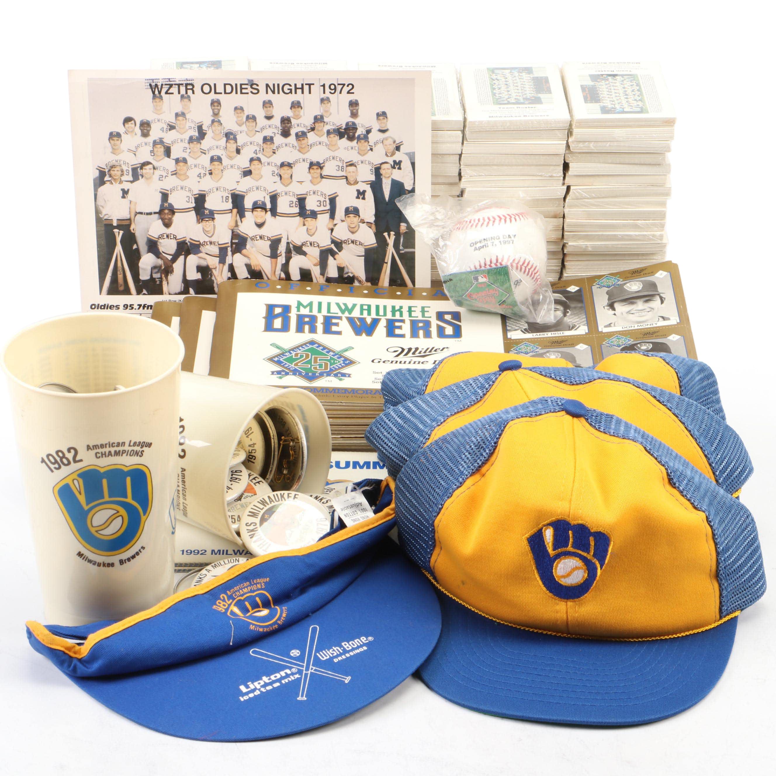 Milwaukee Brewers Baseball Cards, Pins, Hats, and More, Late 20th Century