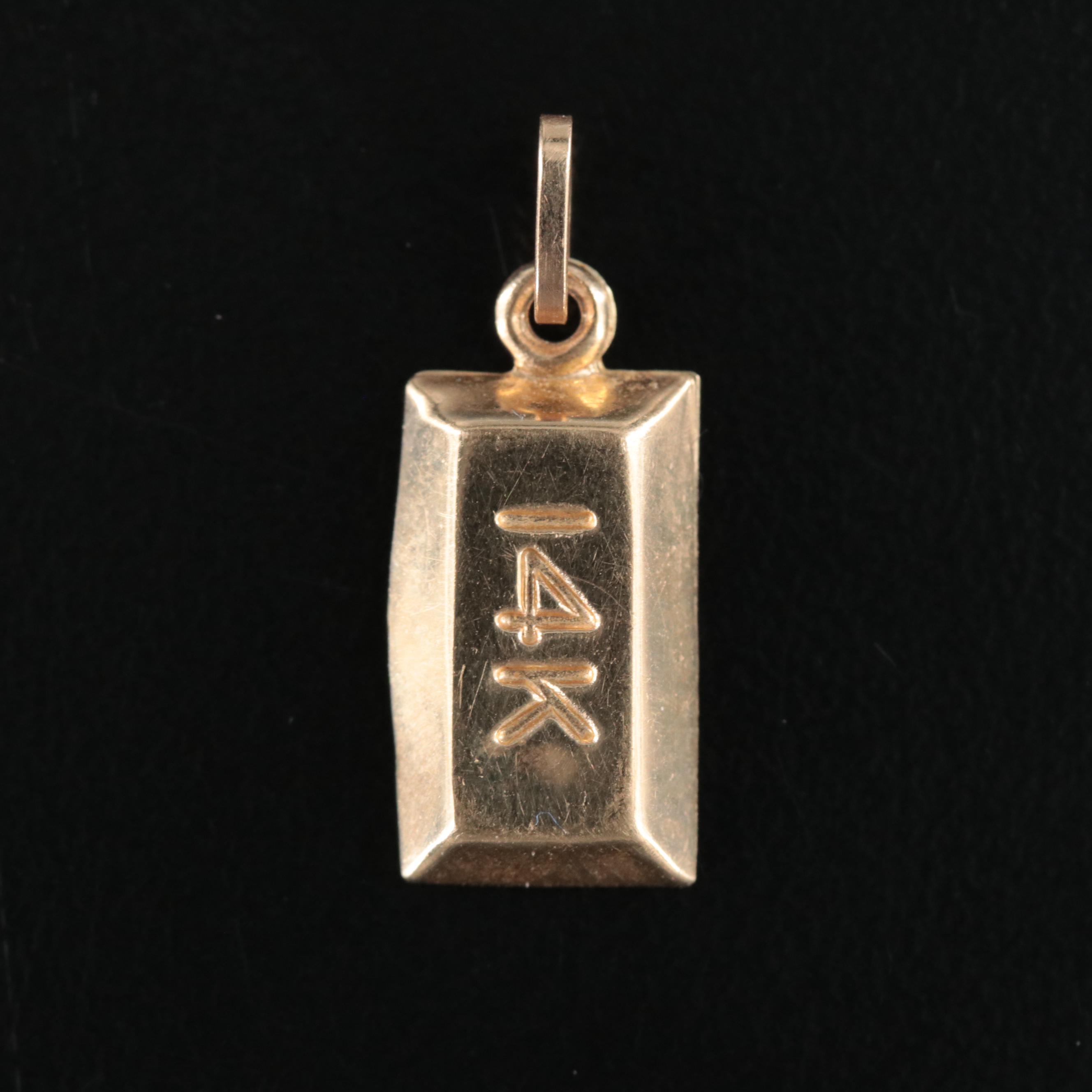 14K 'Gold Bar' Pendant Charm