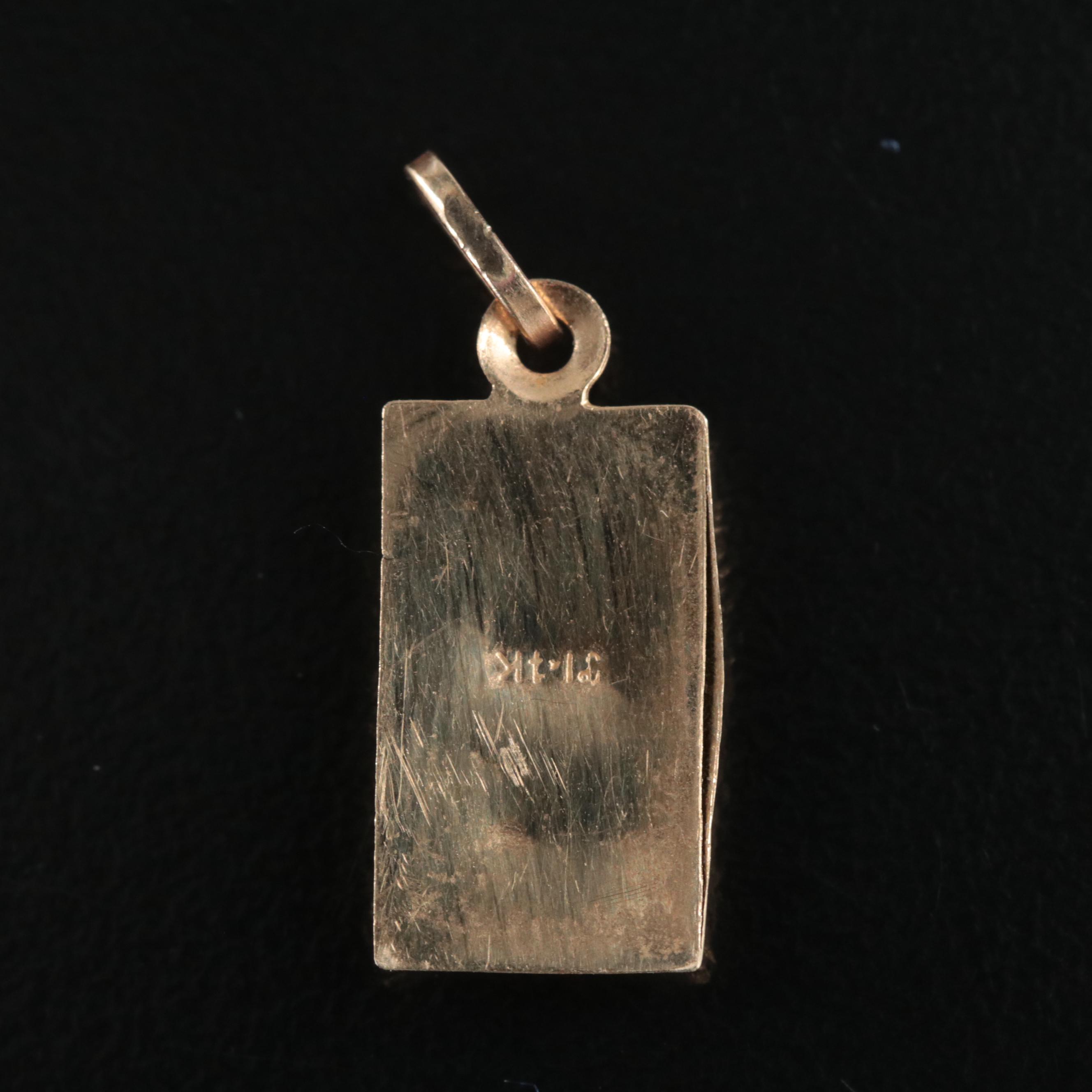 14K 'Gold Bar' Pendant Charm