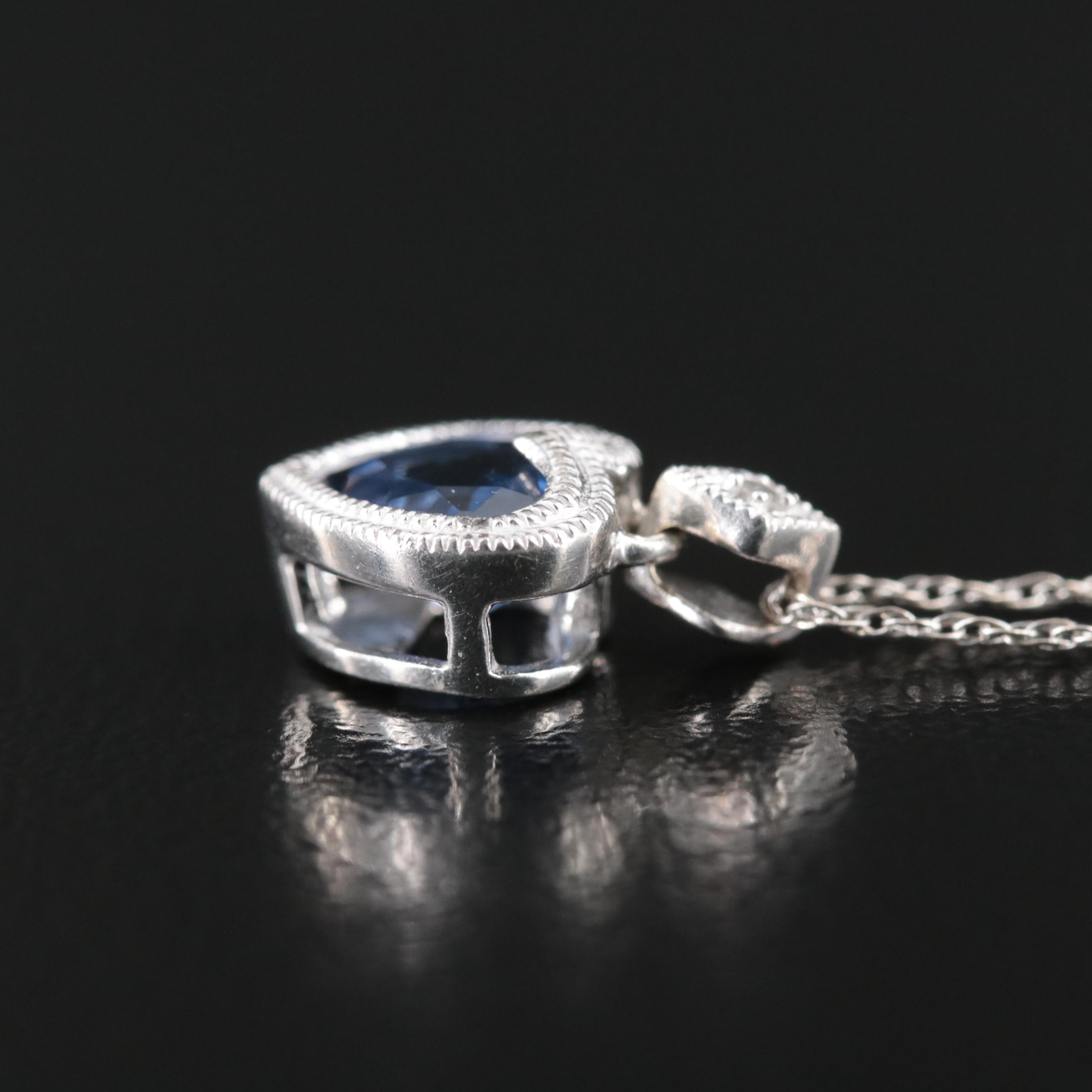 10K Sapphire and Diamond Heart Necklace