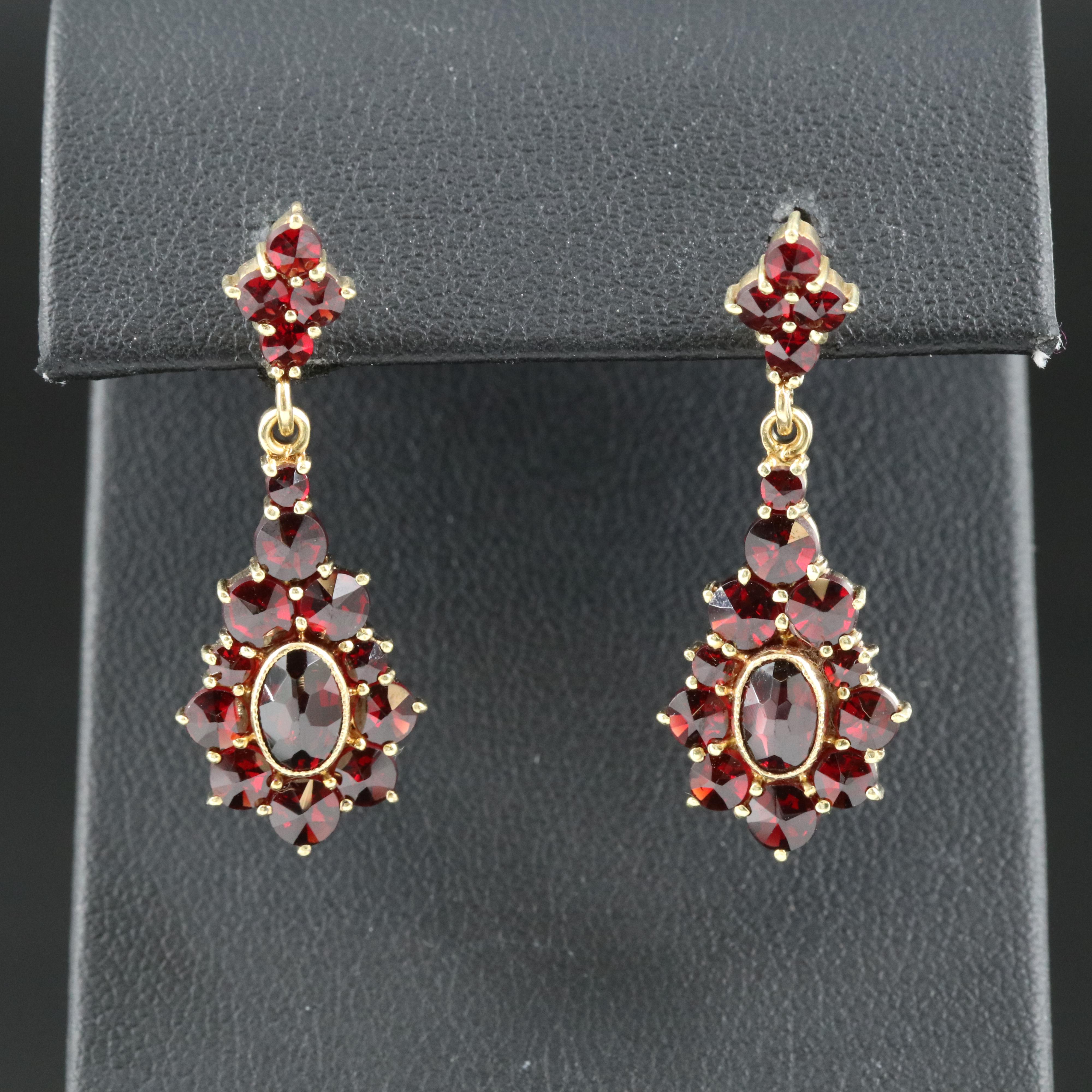 18K Garnet Drop Earrings
