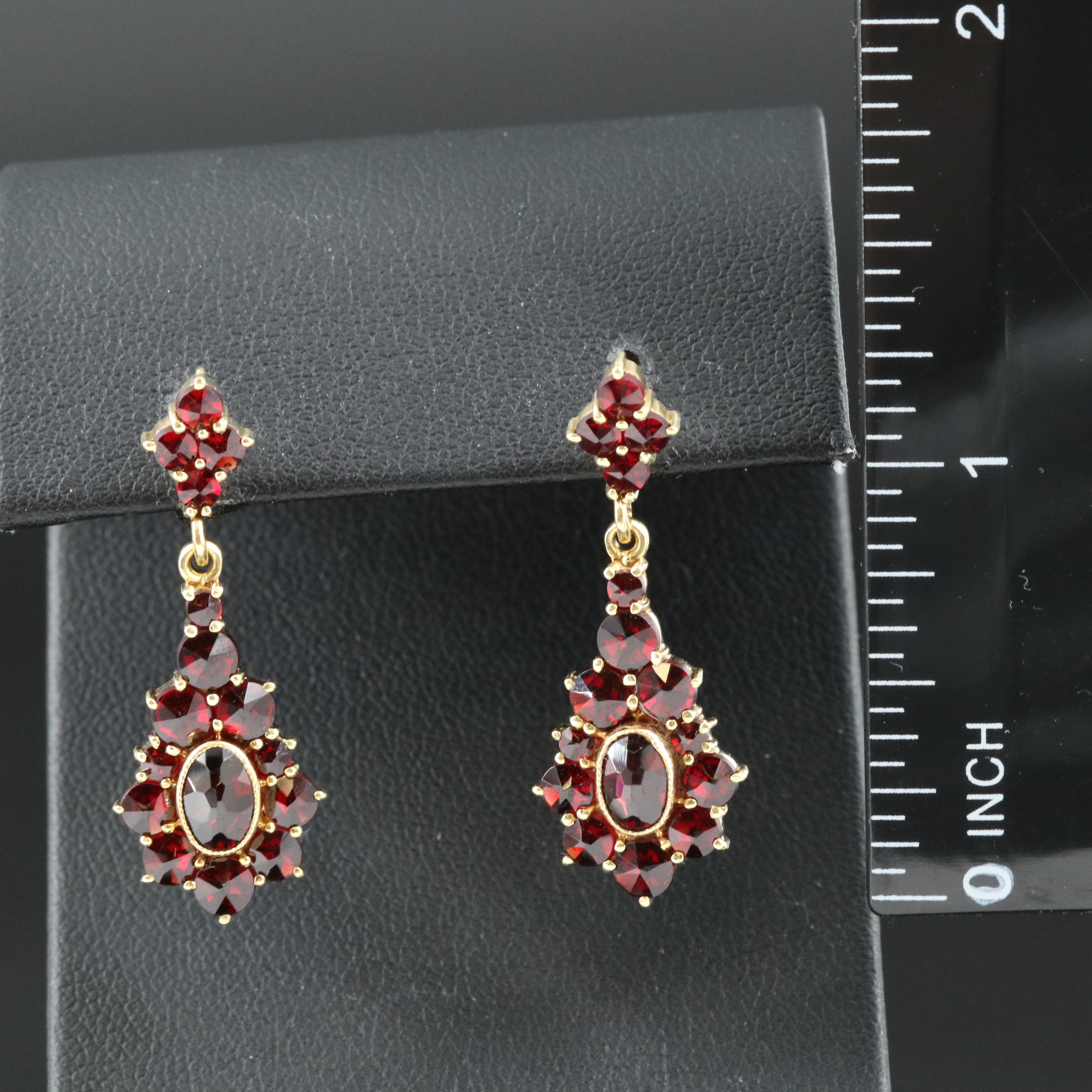 18K Garnet Drop Earrings