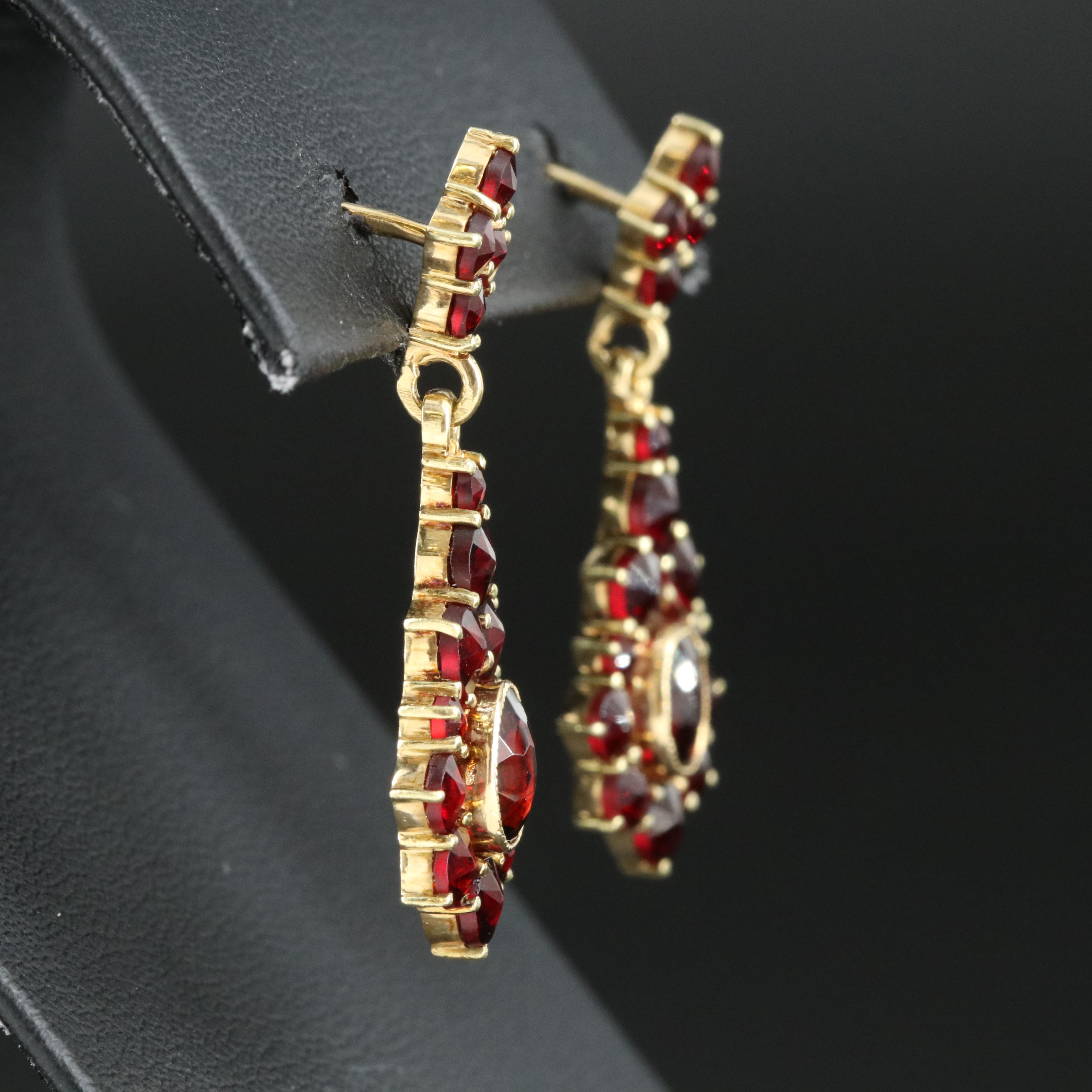 18K Garnet Drop Earrings