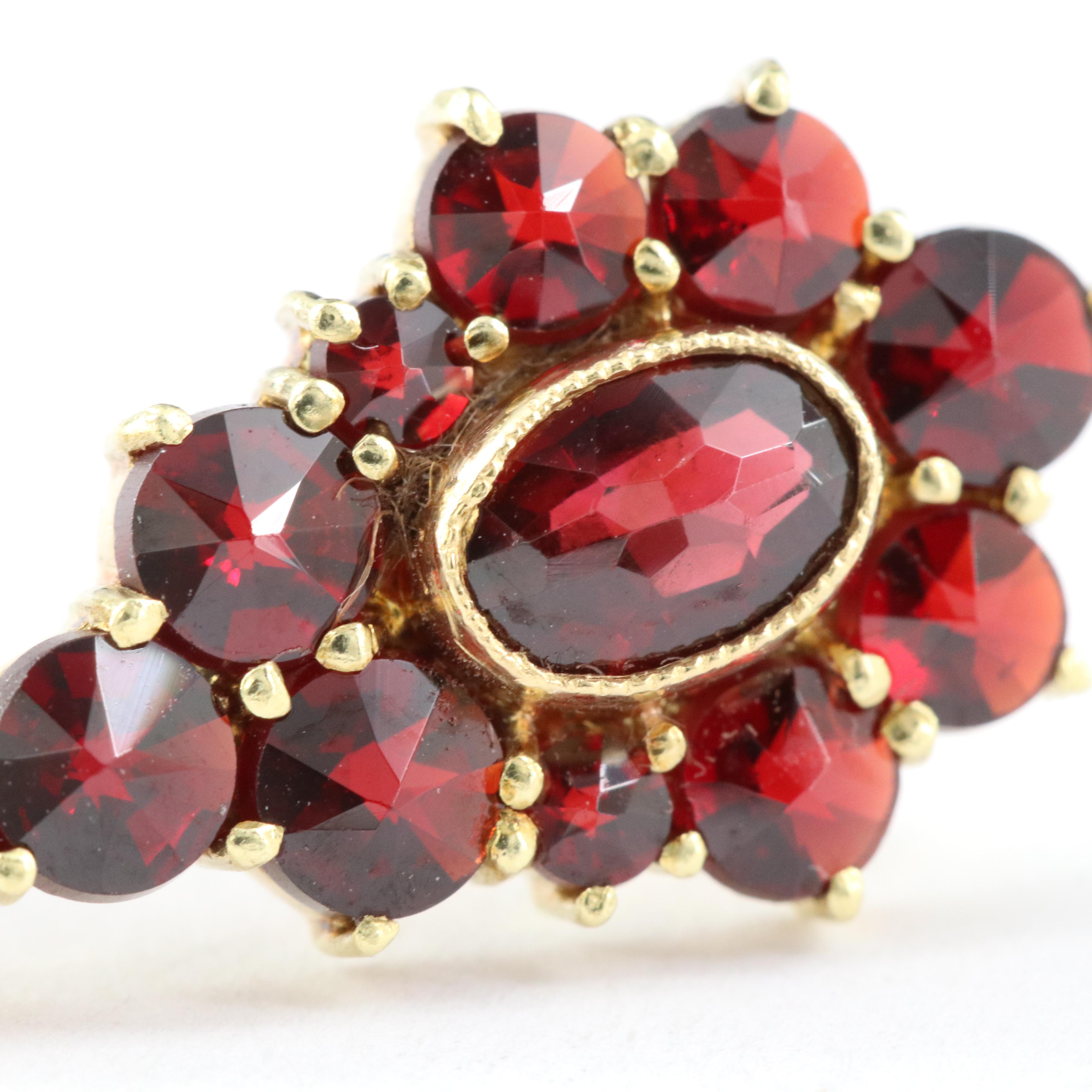 18K Garnet Drop Earrings