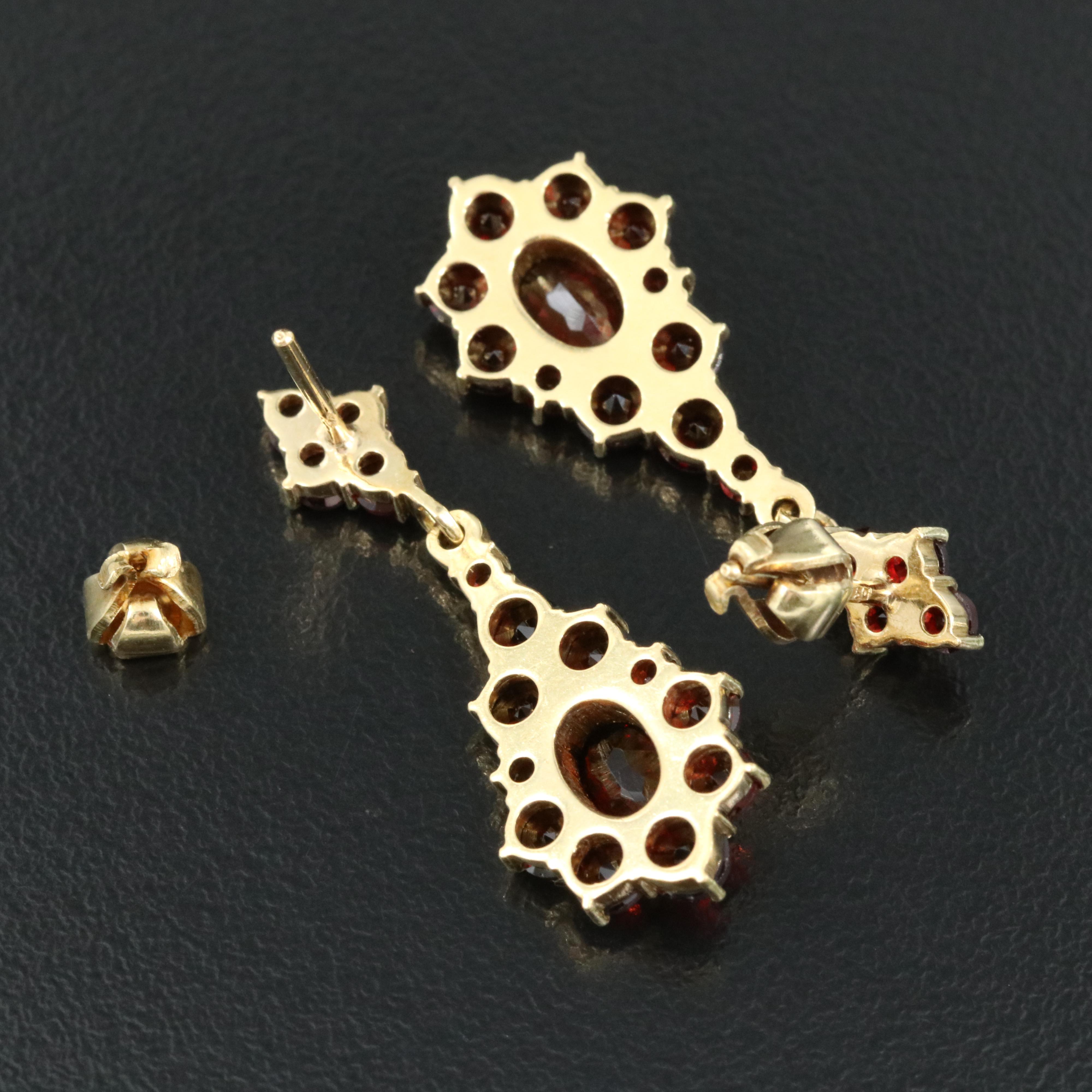 18K Garnet Drop Earrings