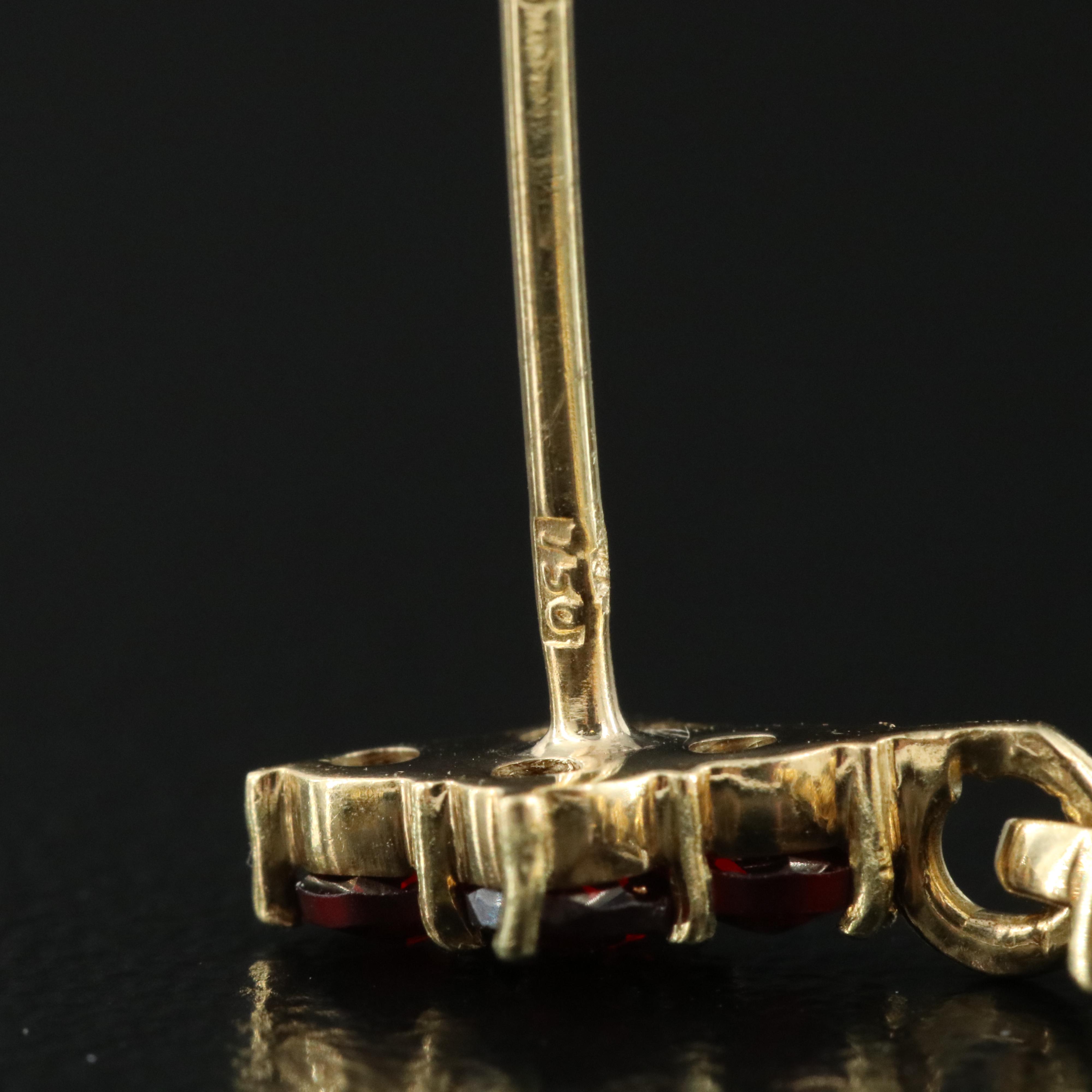 18K Garnet Drop Earrings