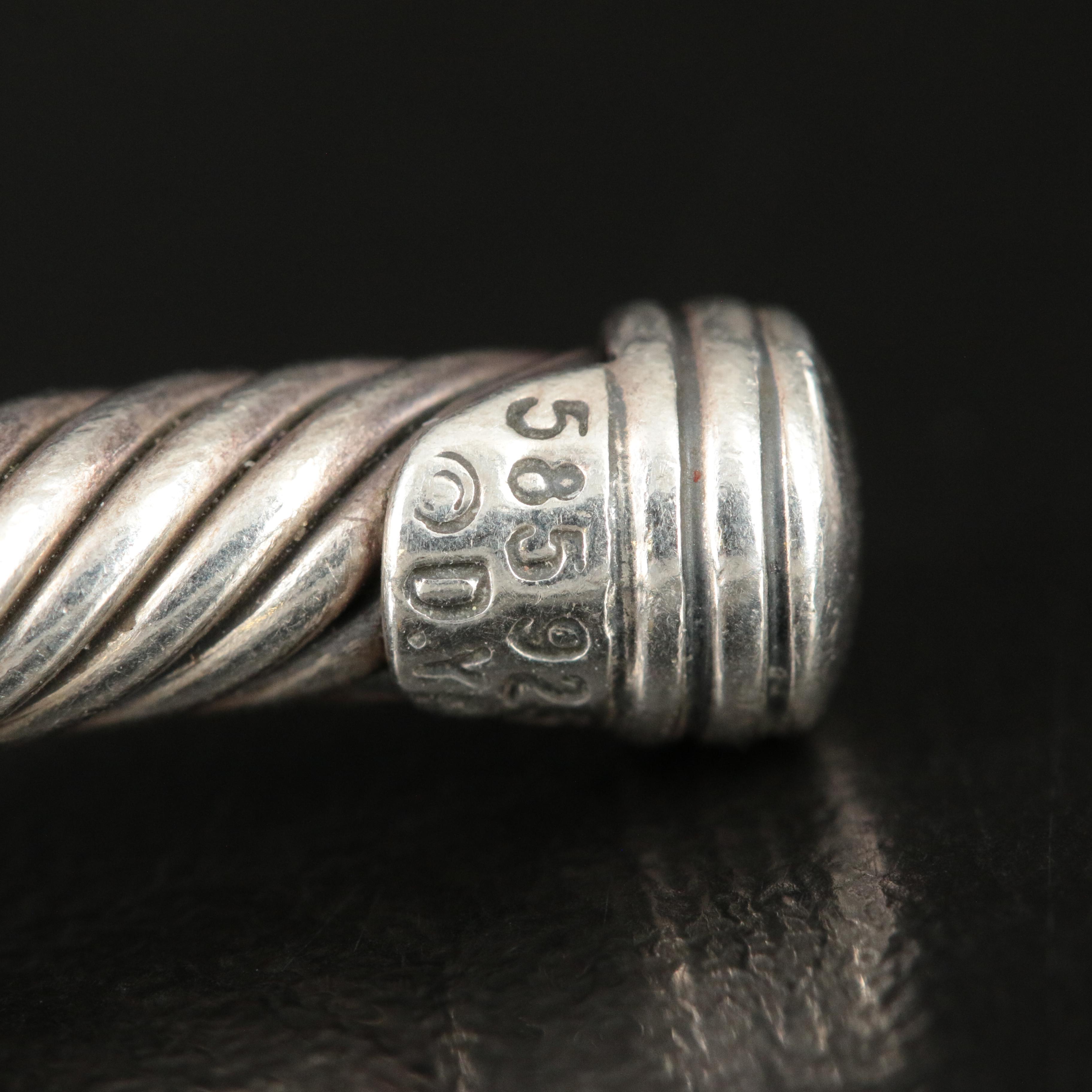 David Yurman Cable 'X' Sterling and 14K Cuff Bracelet