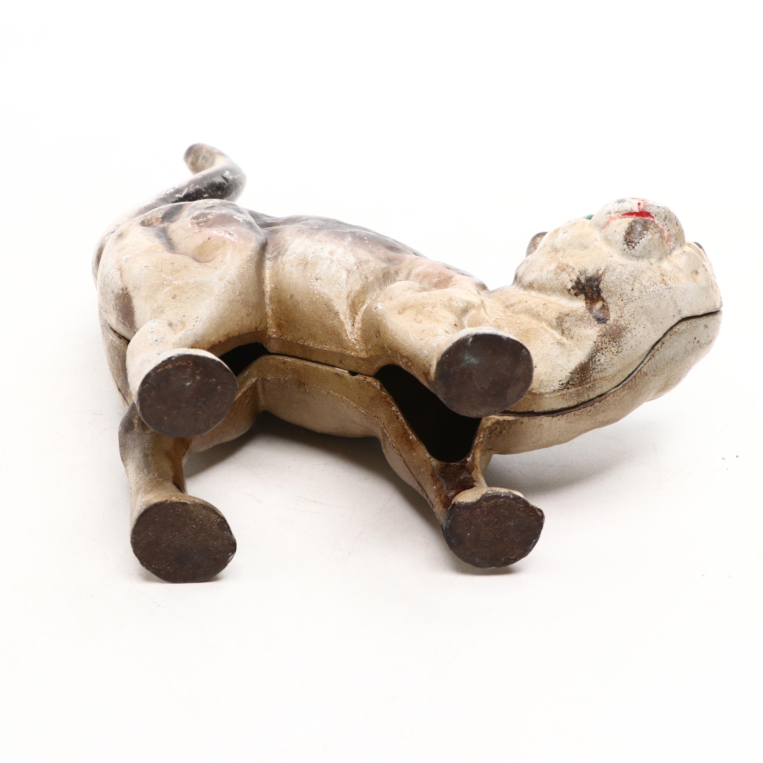 Cast Iron Hunchback Cat Doorstop with Cast Iron Cat Bank