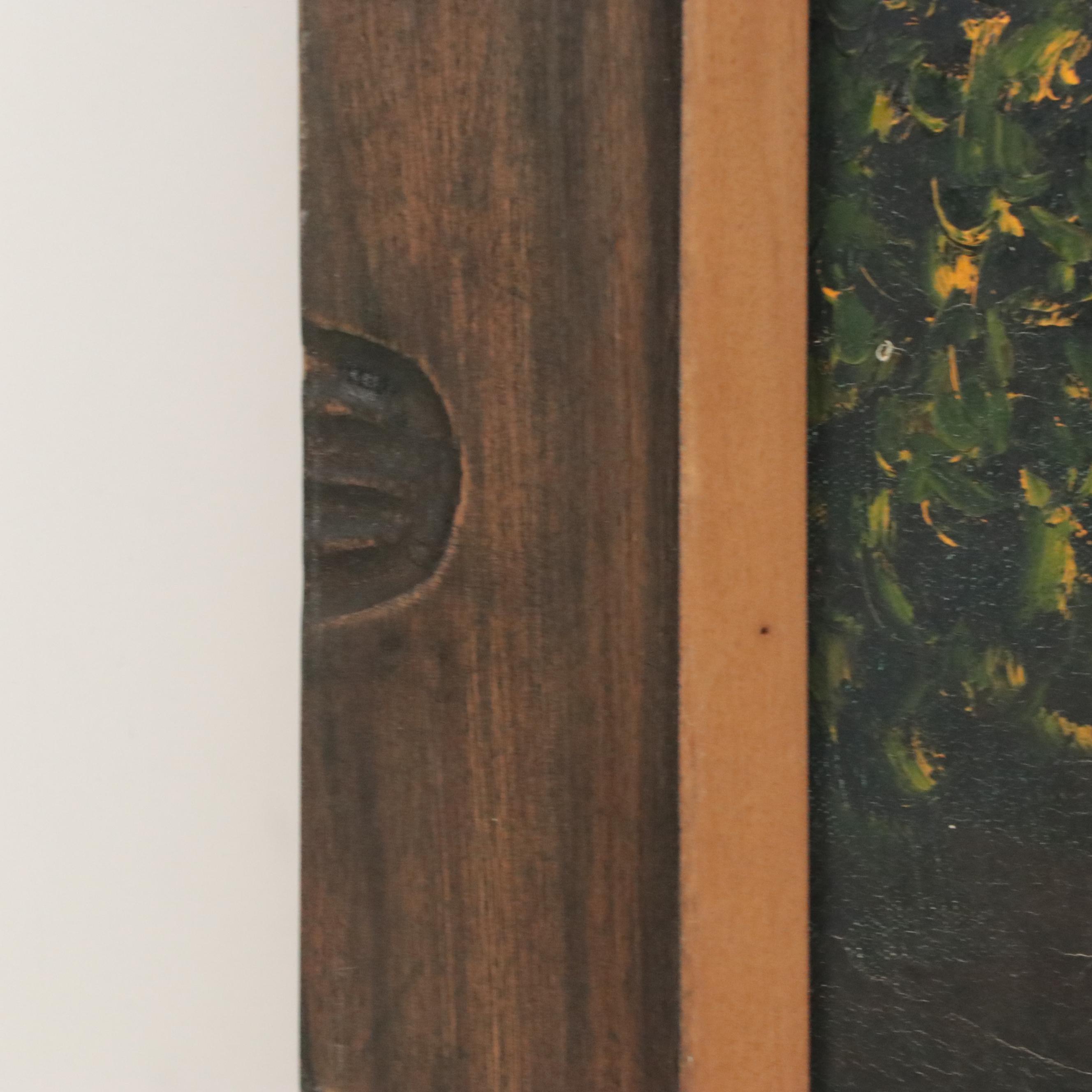 Oil Painting of Nocturne Landscape with Figures, 20th Century