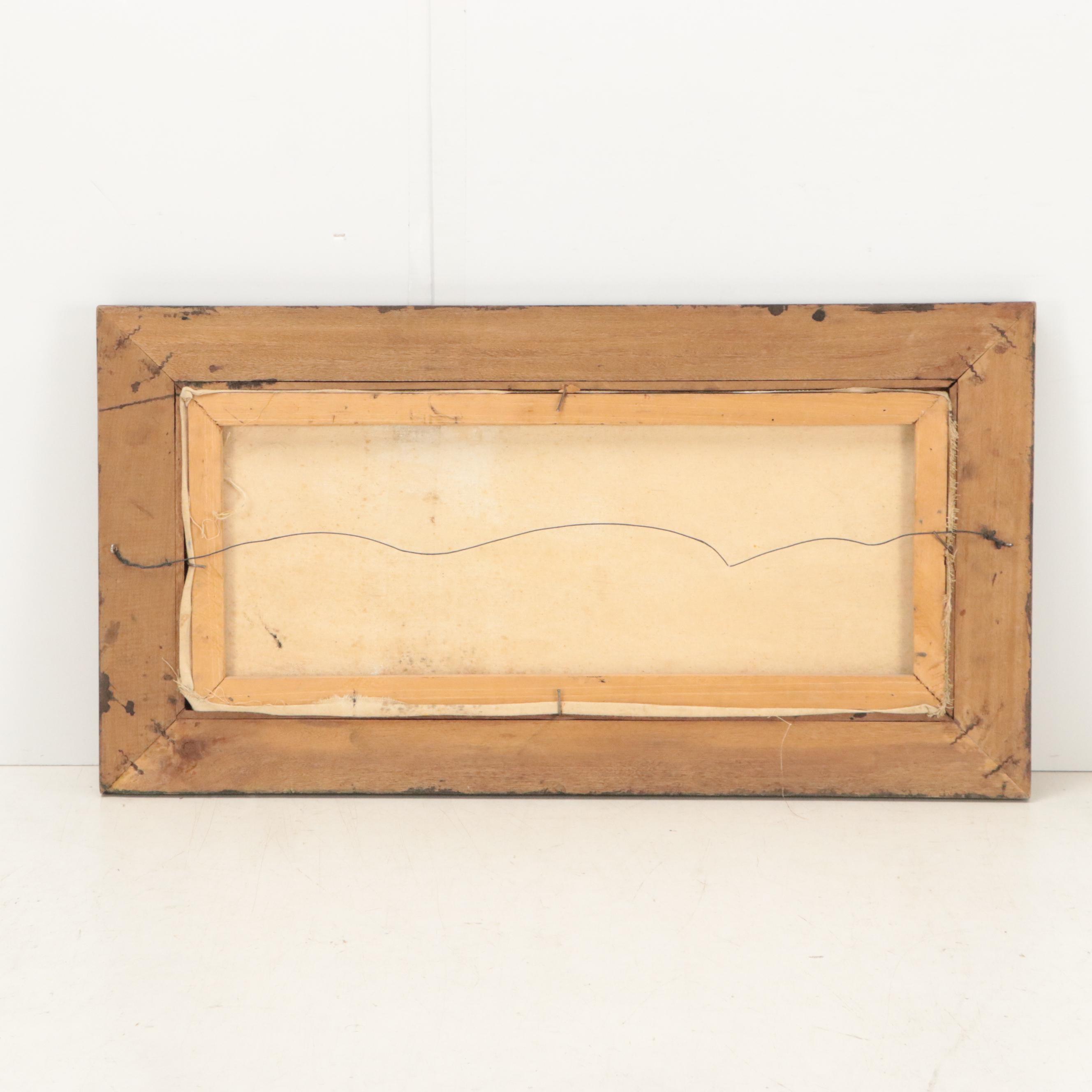 Oil Painting of Nocturne Landscape with Figures, 20th Century