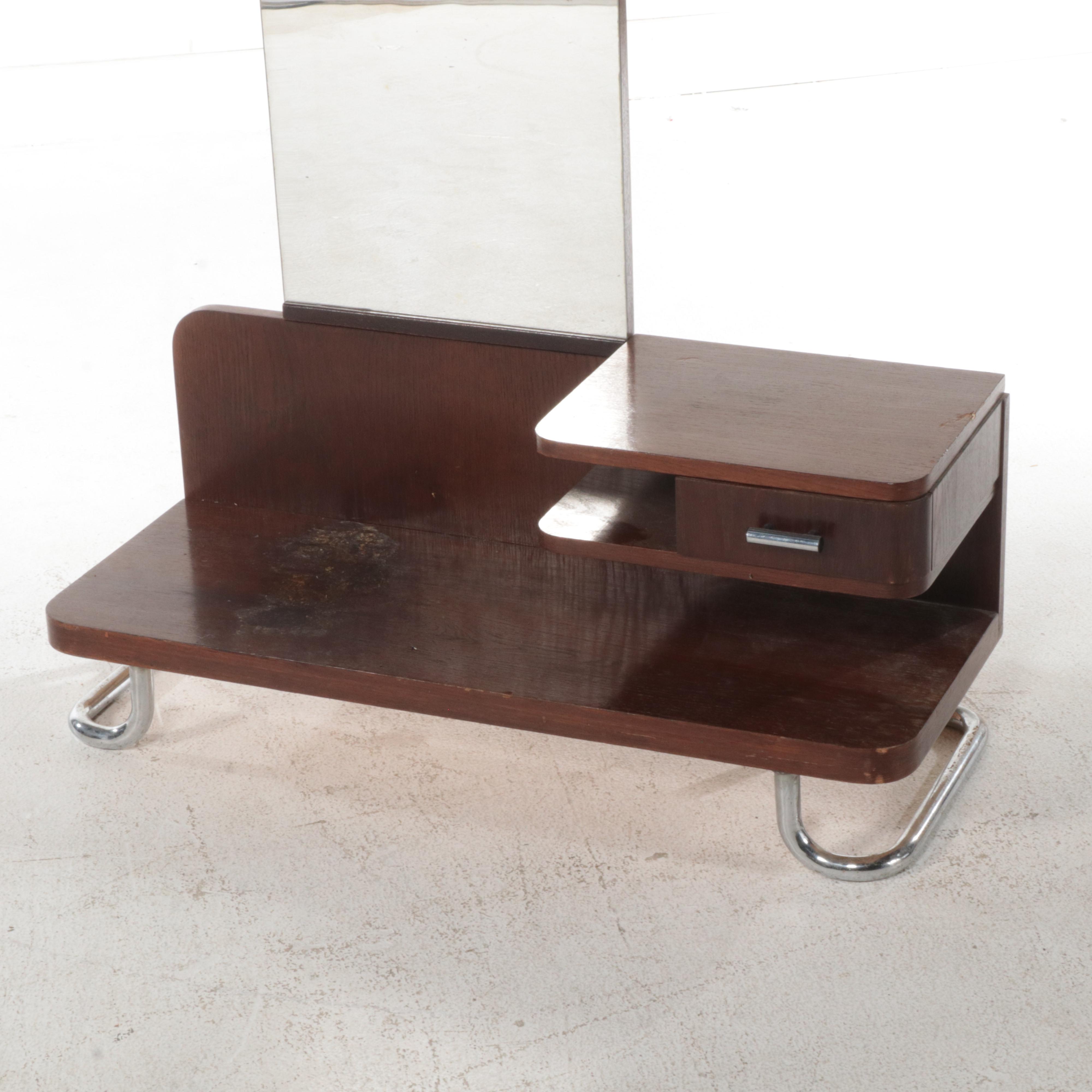 Art Deco Oak and Chrome Dressing Stand with Mirror, circa 1930