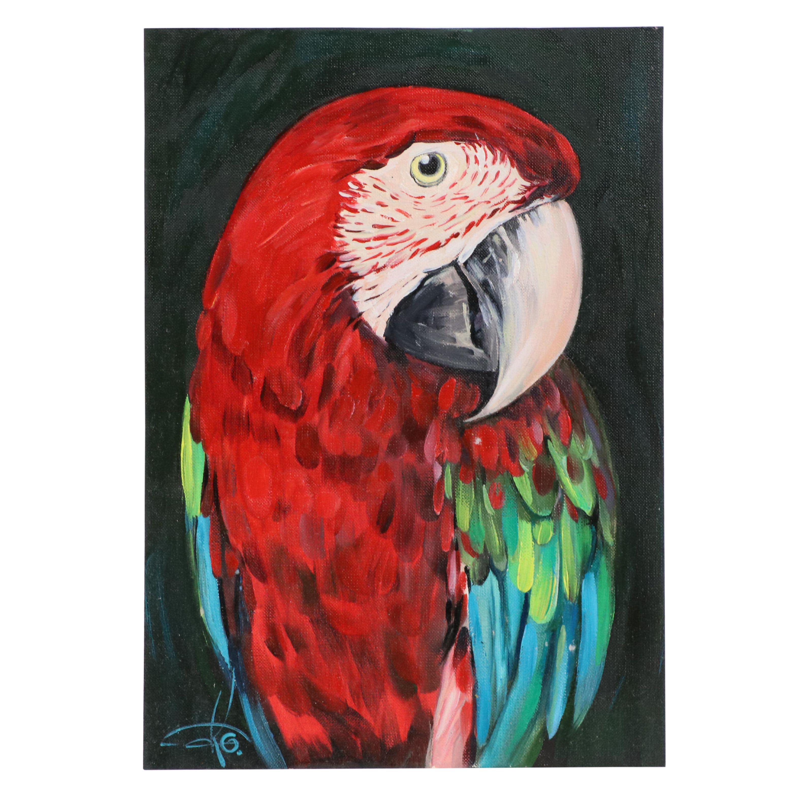 Olga Kravchenko Oil Painting of a Parrot, 2023