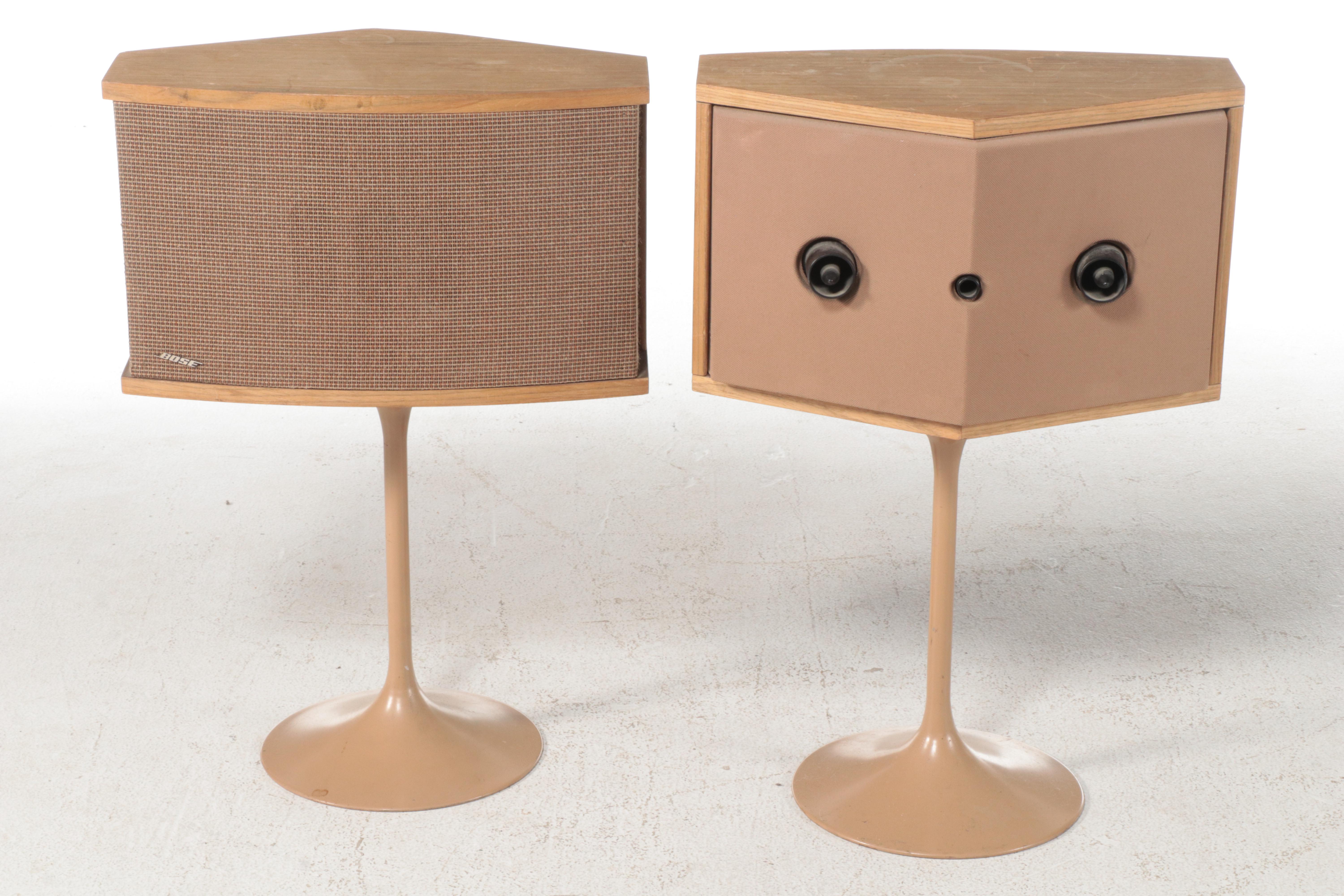 Pair of Bose MCM Style Model 901 Oak Standing Speakers