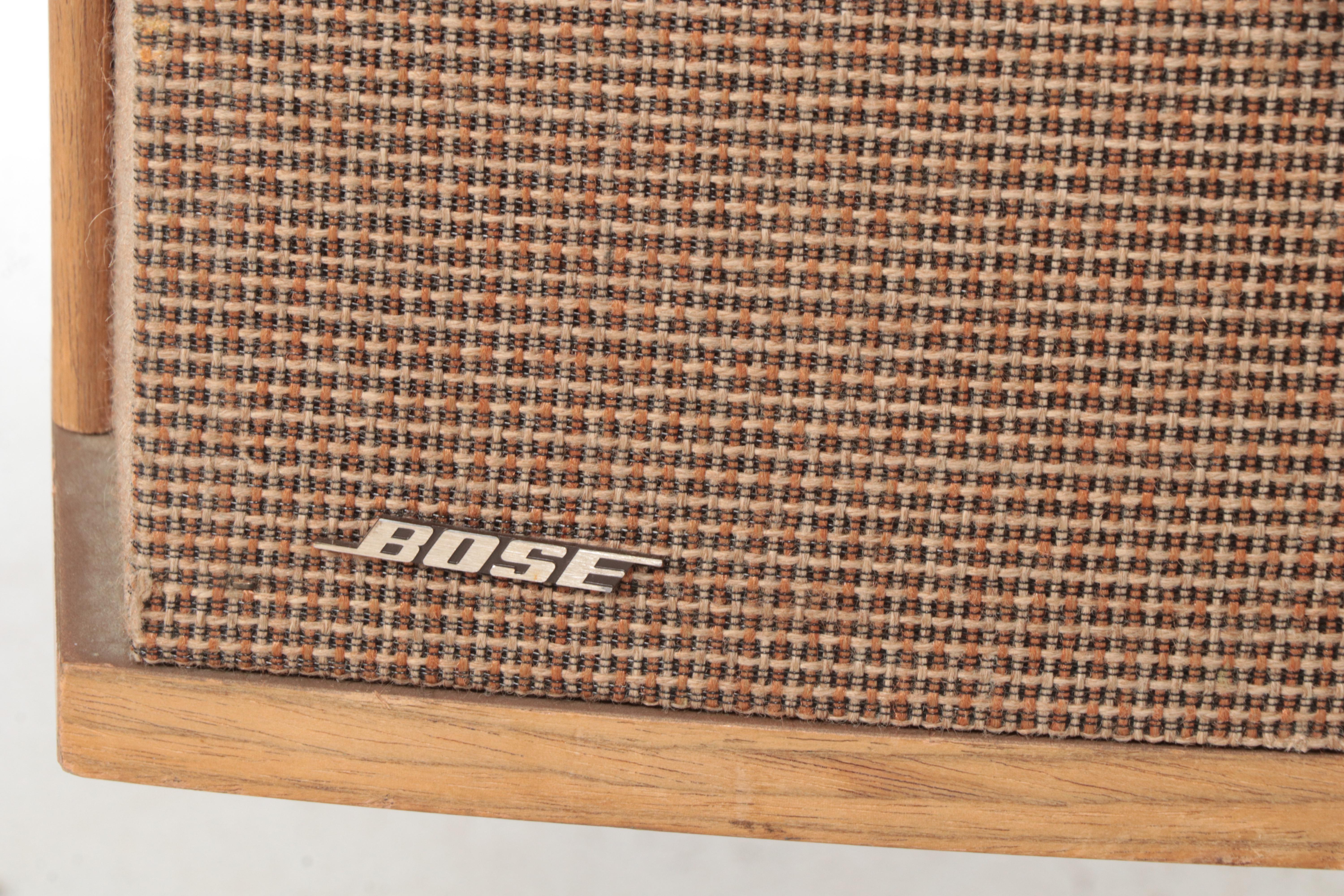 Pair of Bose MCM Style Model 901 Oak Standing Speakers
