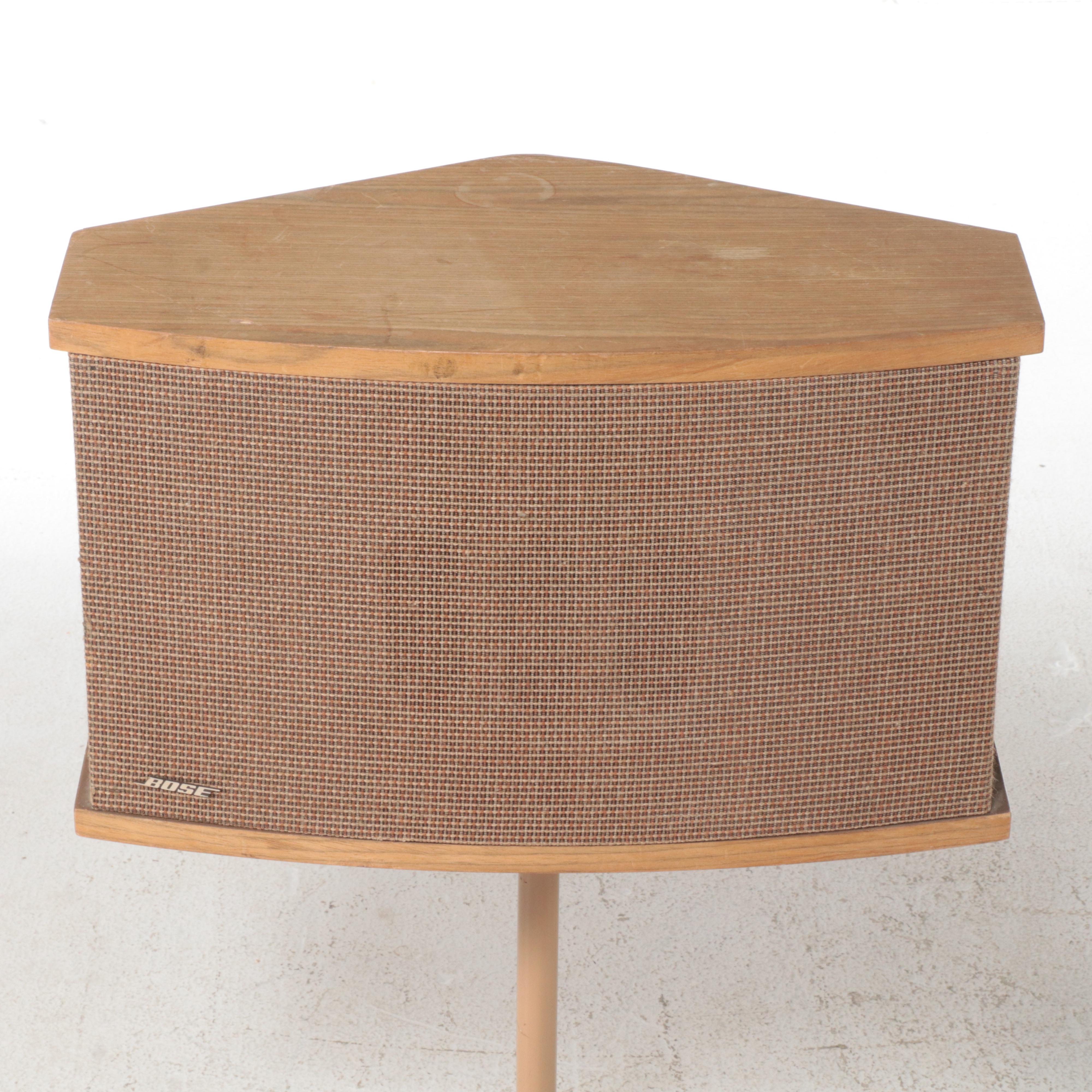 Pair of Bose MCM Style Model 901 Oak Standing Speakers